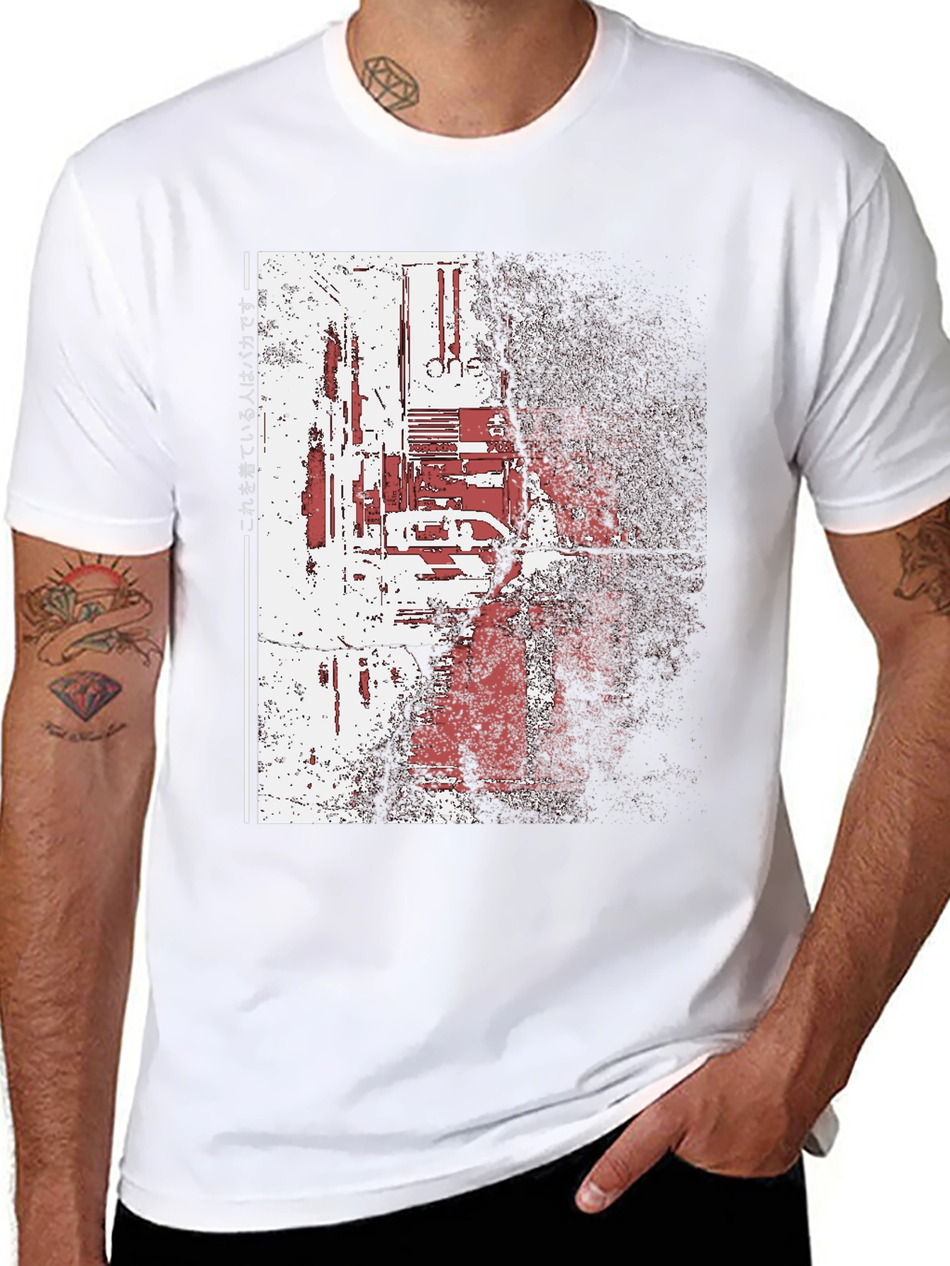 Distressed Cyberpunk Graphic Print Black T-Shirt