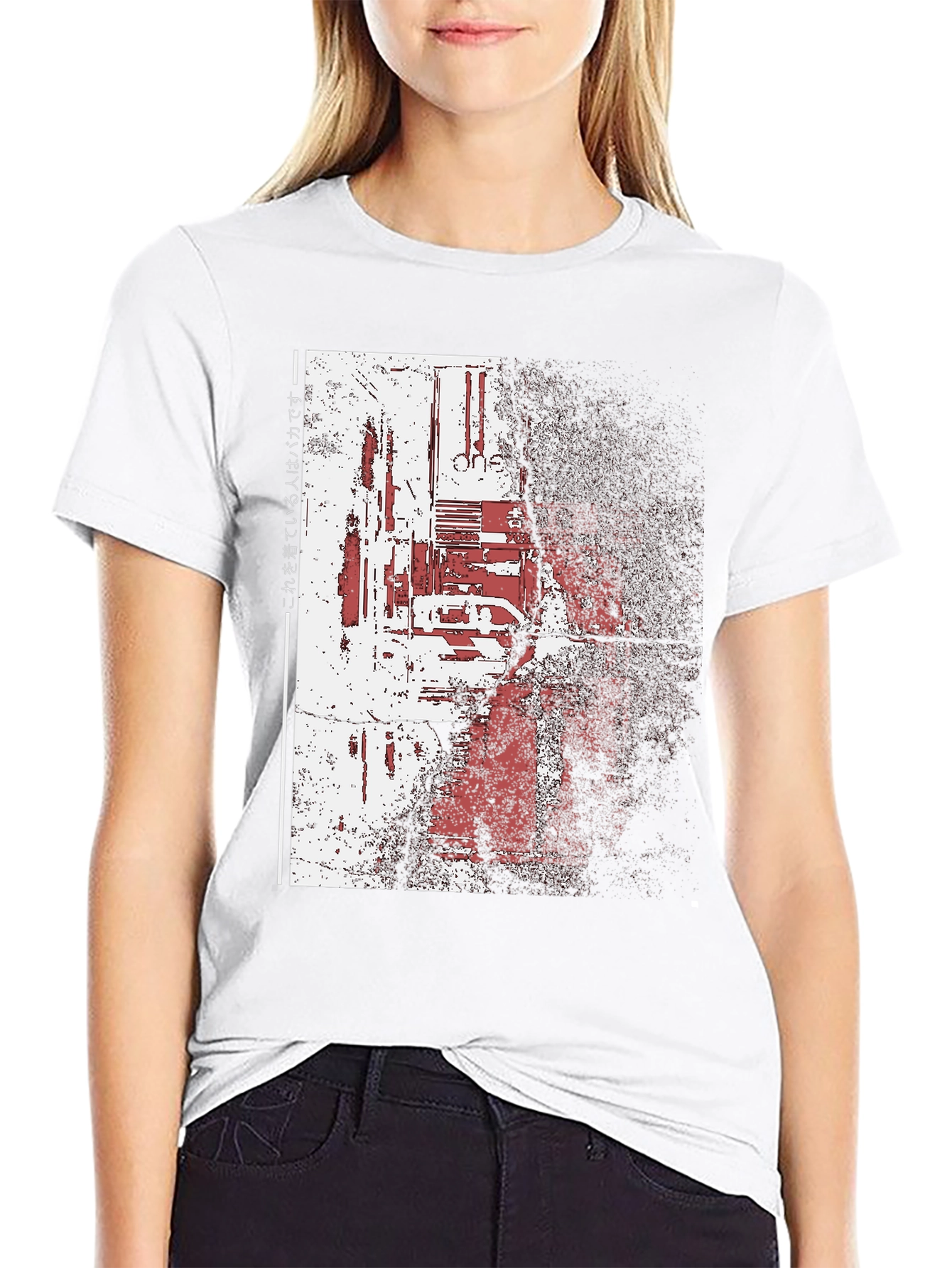 Distressed Cyberpunk Graphic Print Black T-Shirt