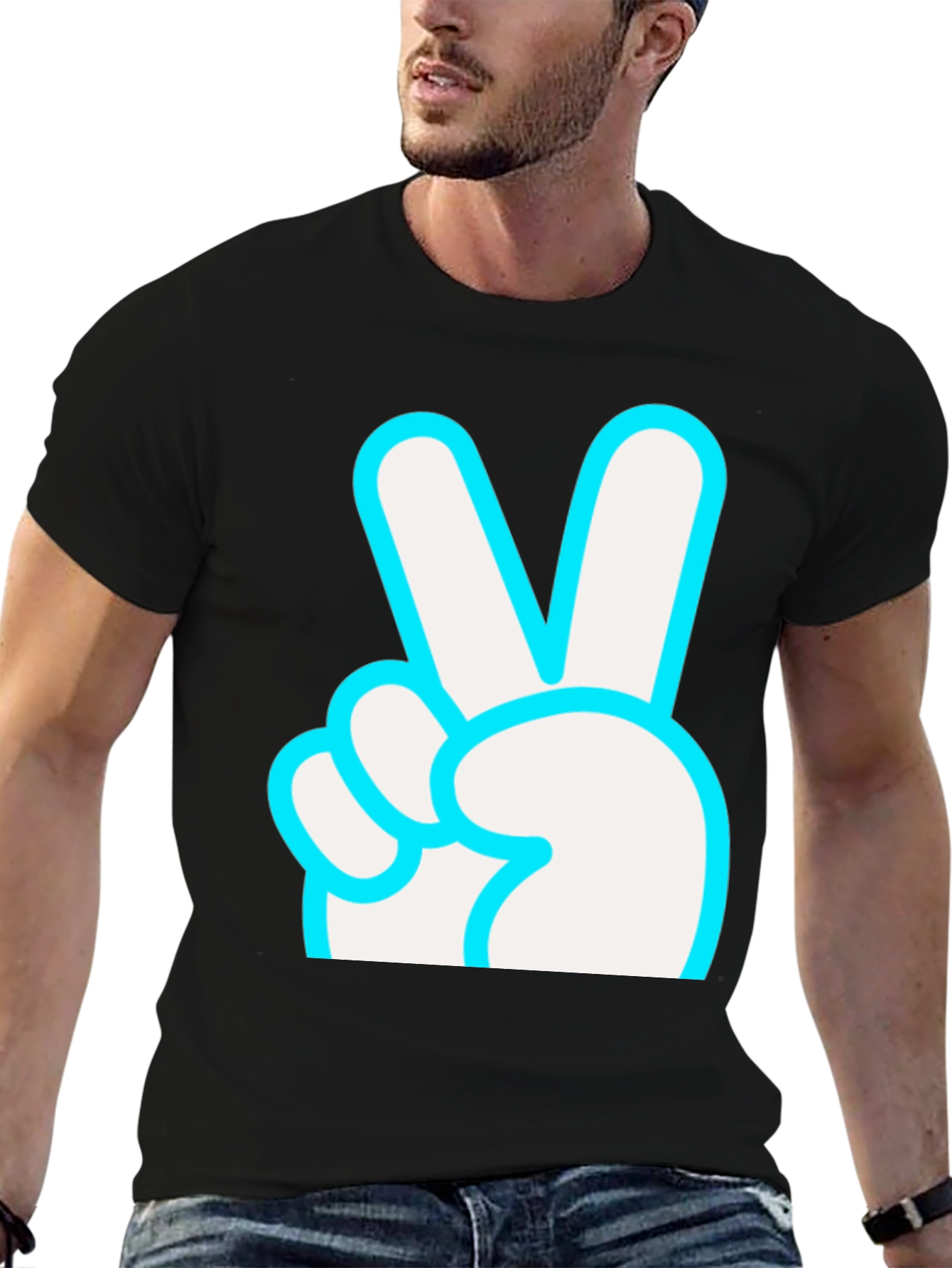 Peace Sign Graphic T-Shirt - Black