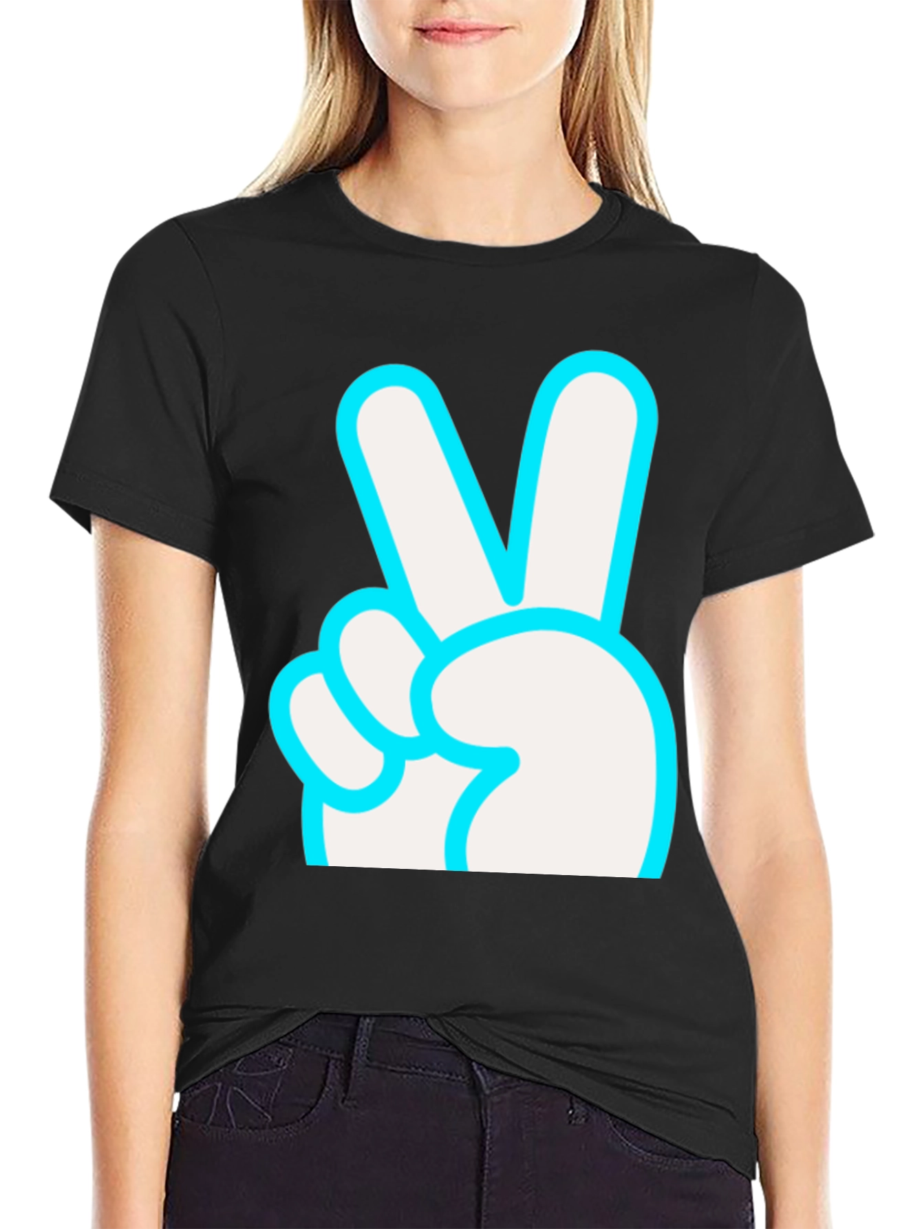 Peace Sign Graphic T-Shirt - Black