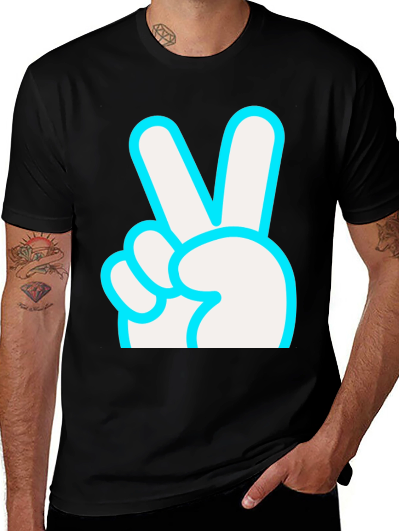 Peace Sign Graphic T-Shirt - Black