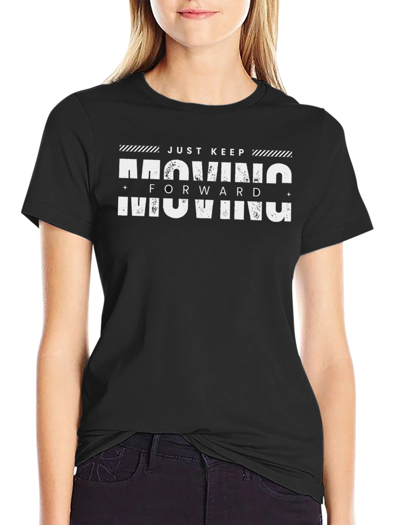 Just Keep Moving Forward Black T-Shirt