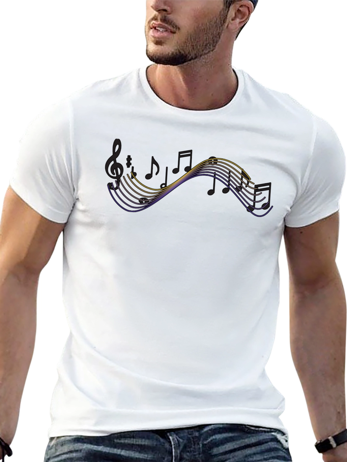 Musical Notes Graphic Tee - Black