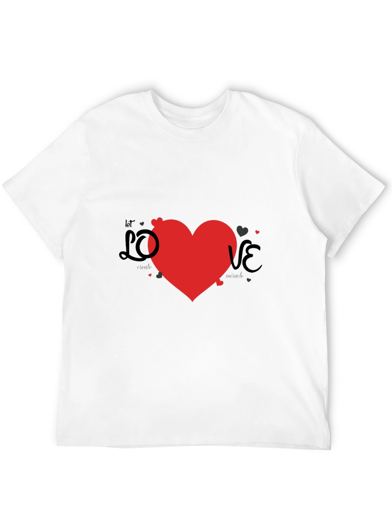 Love Heart Graphic Print Black T-Shirt