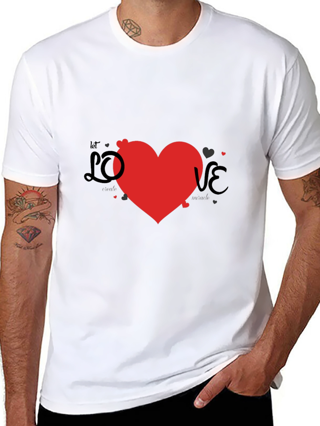 Love Heart Graphic Print Black T-Shirt