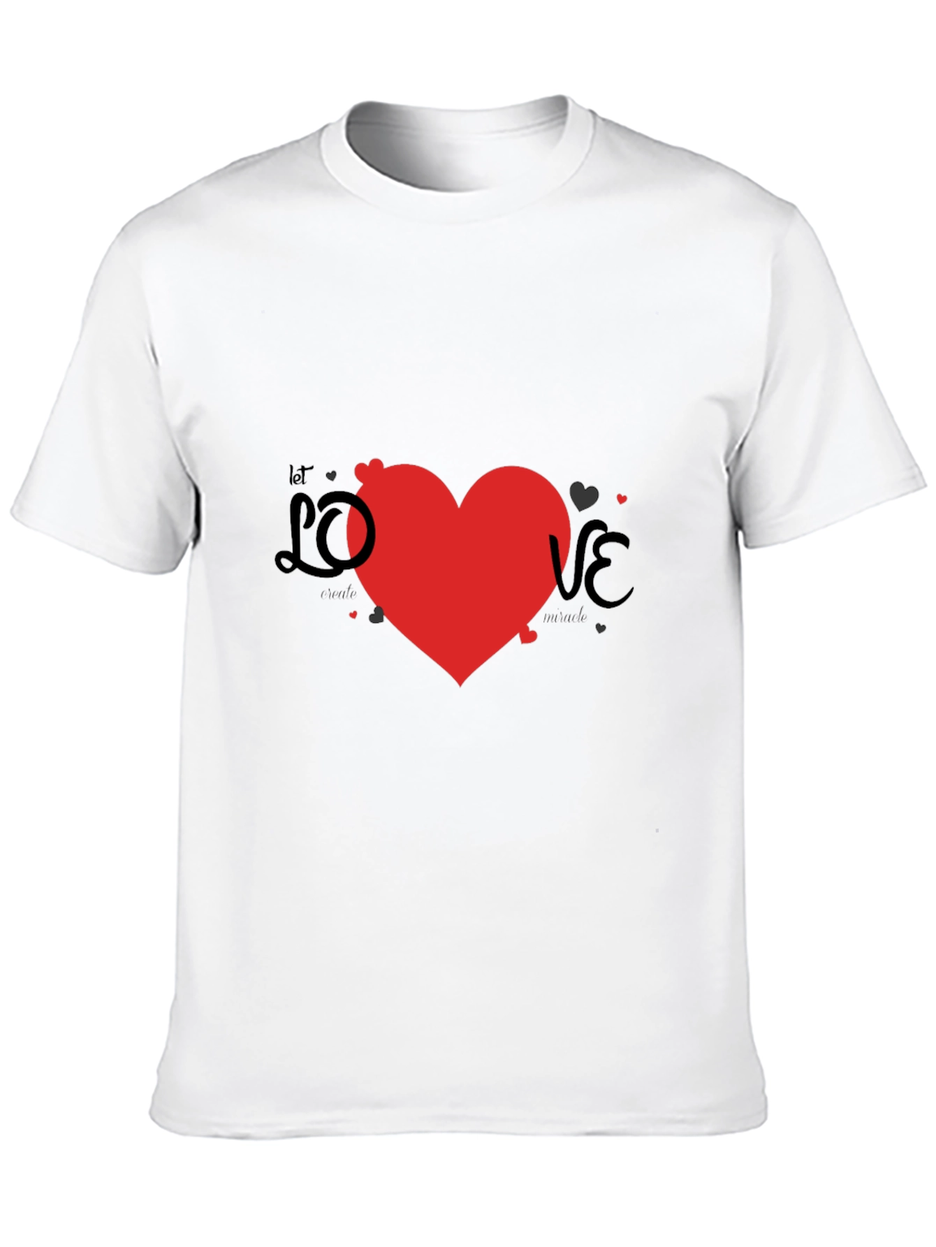 Love Heart Graphic Print Black T-Shirt