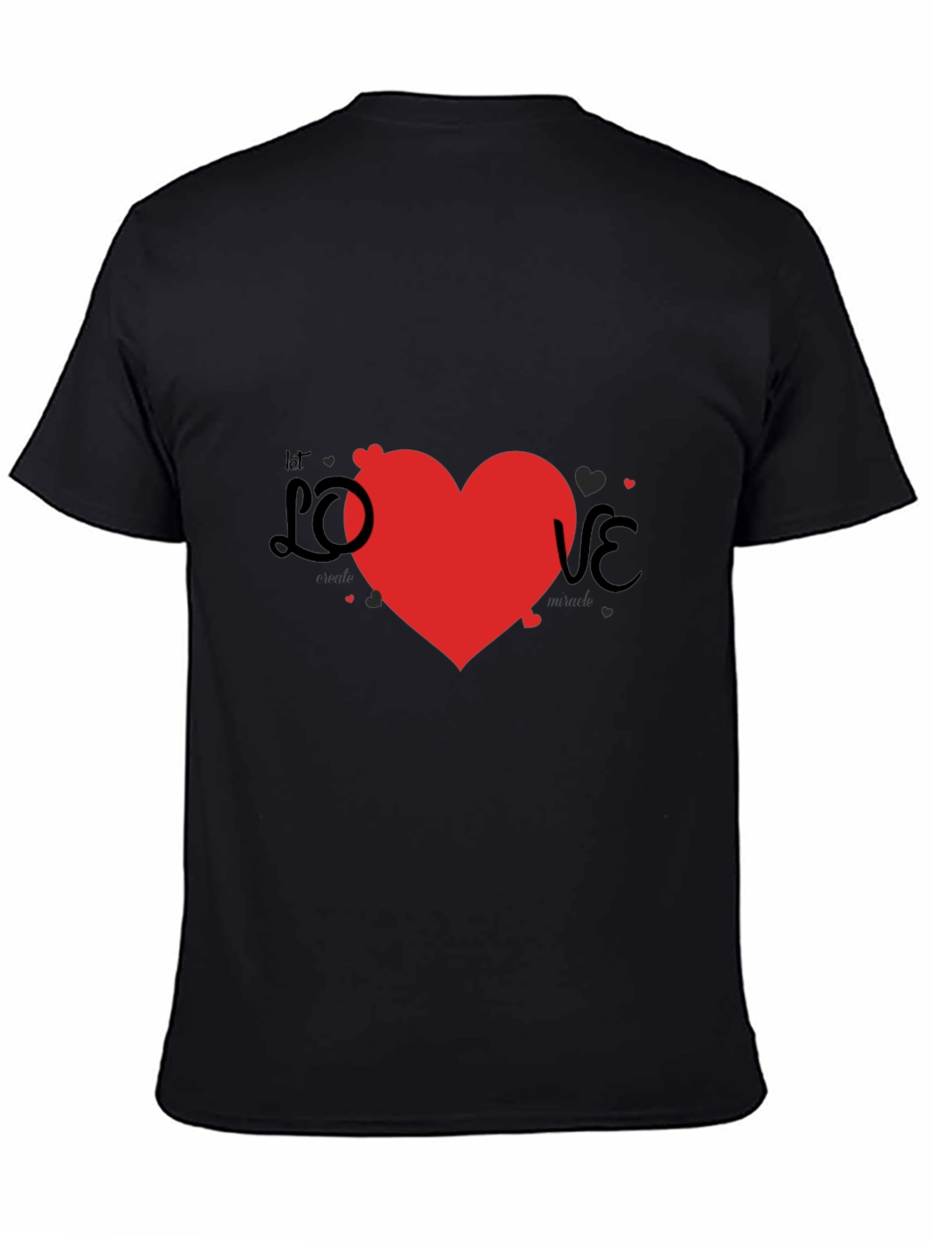 Love Heart Graphic Print Black T-Shirt