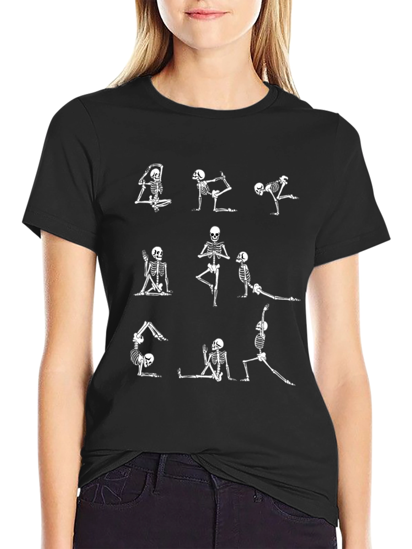 Yoga Skeleton Black Graphic Tee