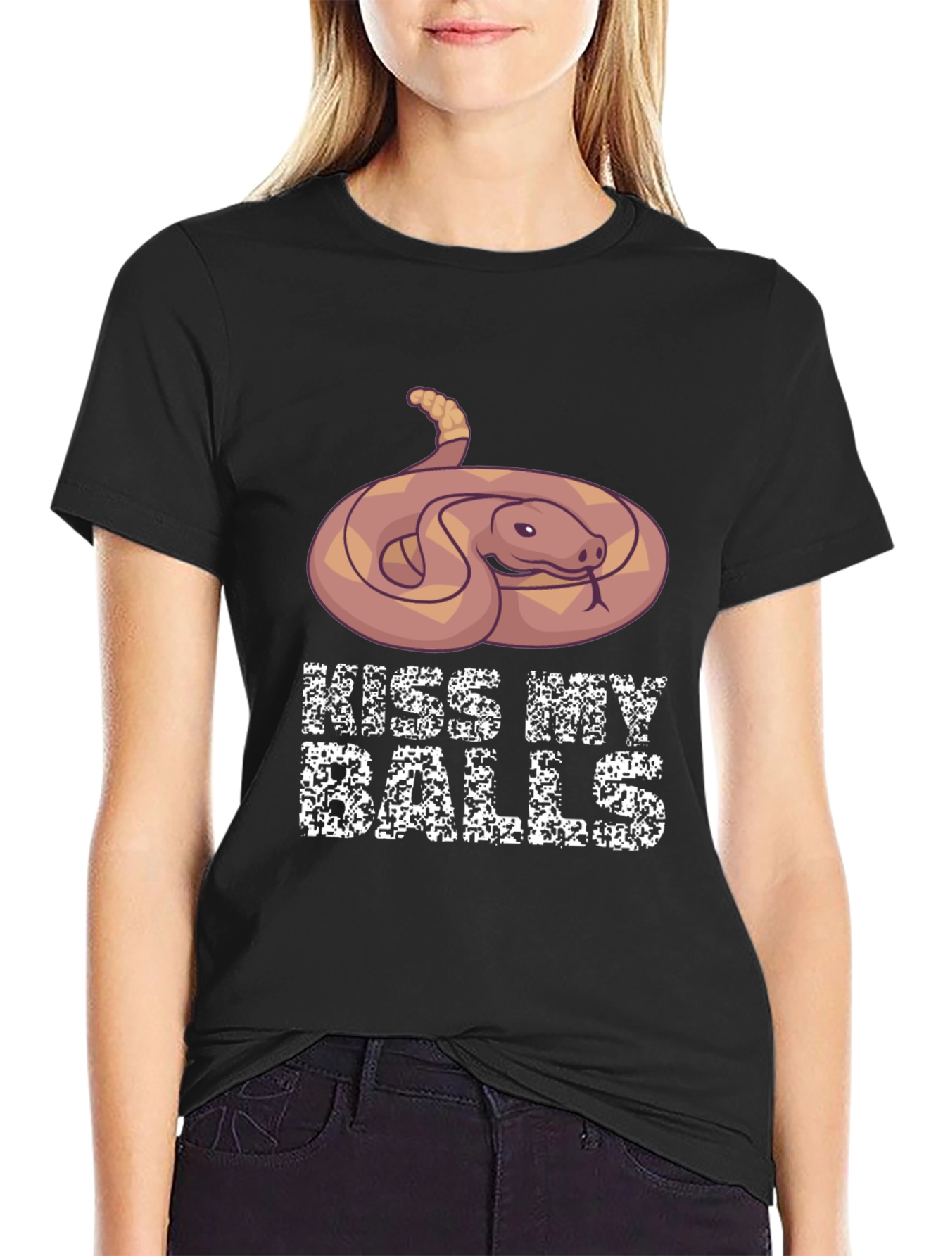 Humorous Snake Graphic T-Shirt - Kiss My Balls