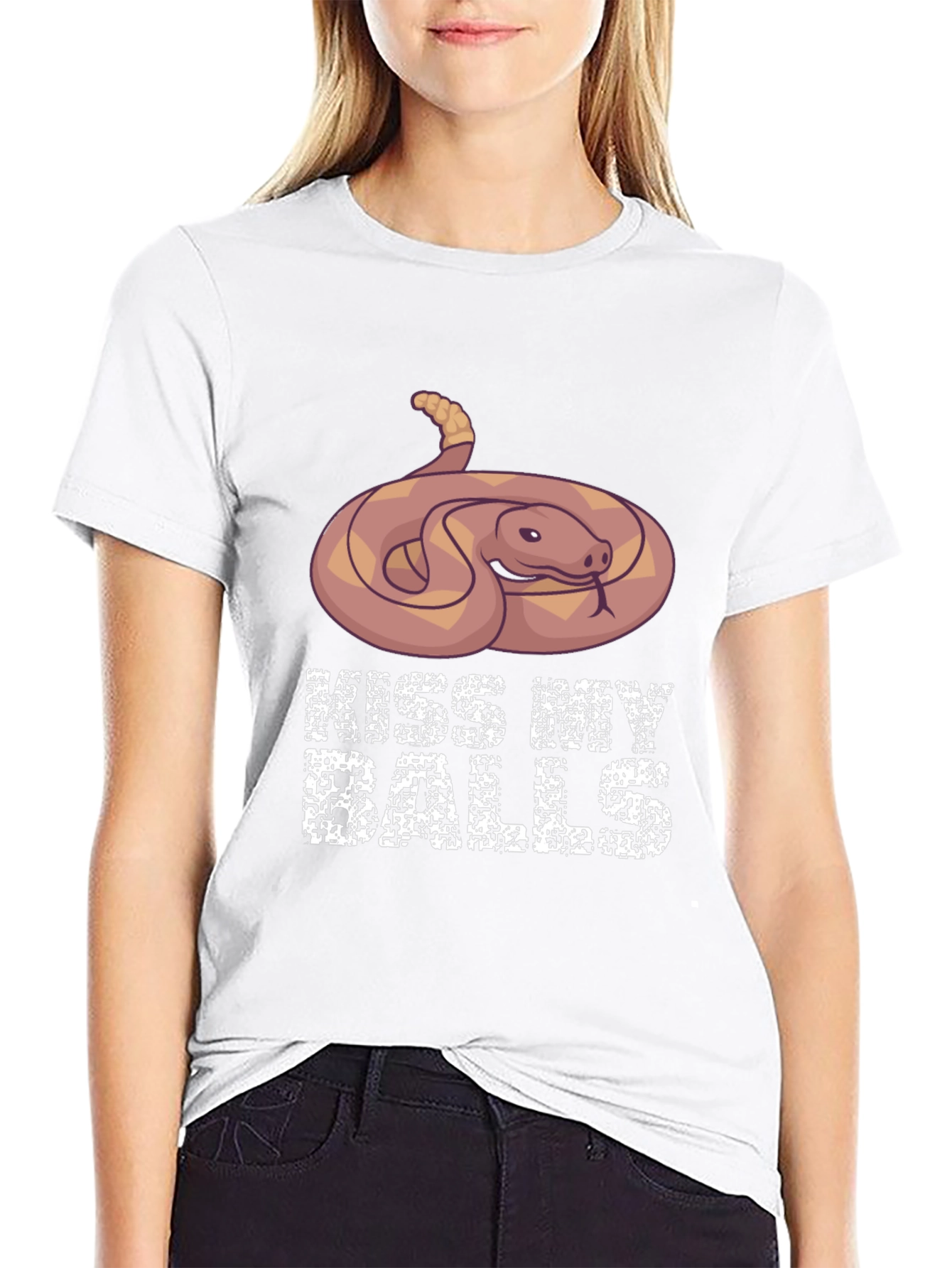 Humorous Snake Graphic T-Shirt - Kiss My Balls