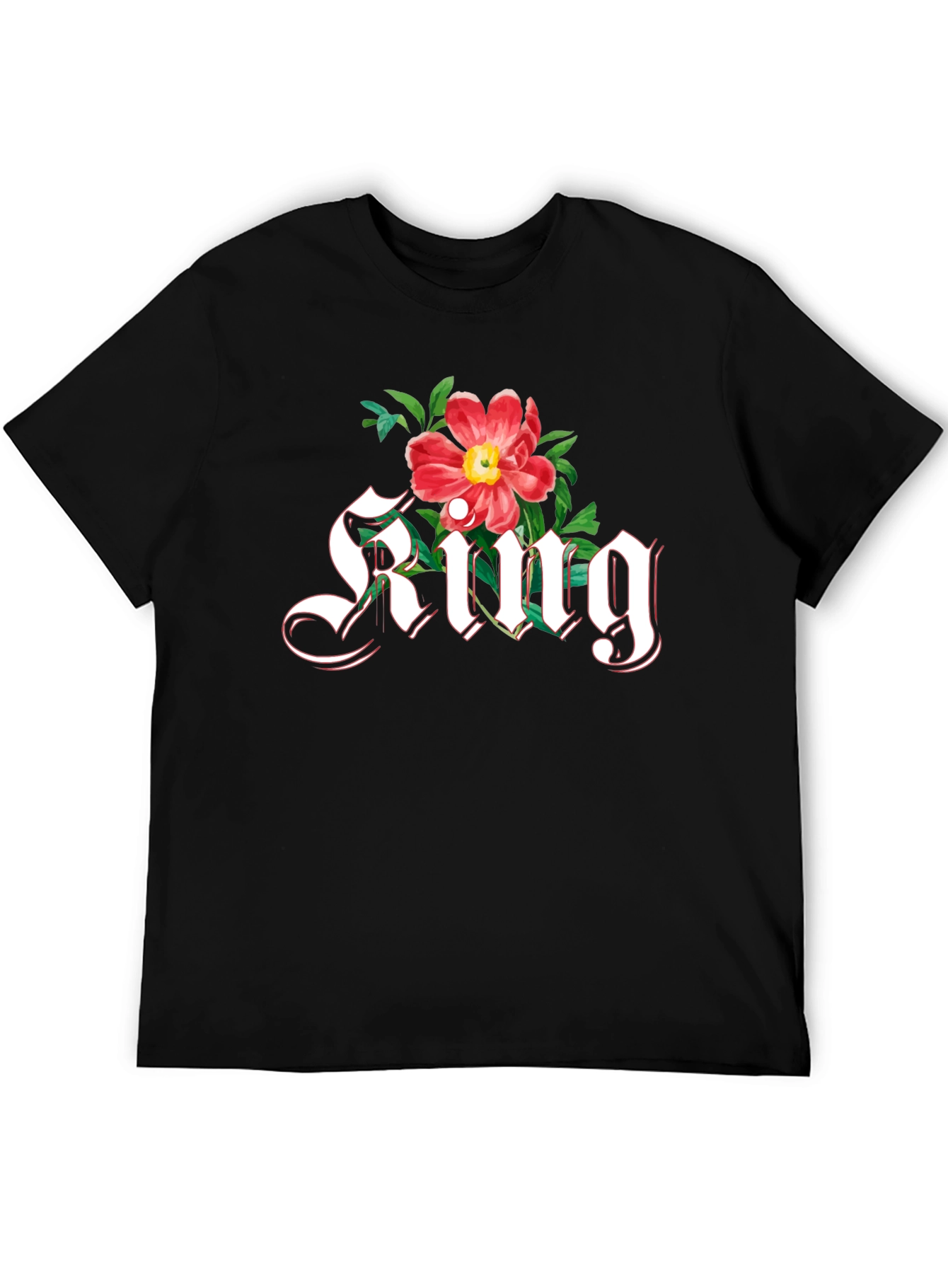 Floral King T-Shirt - Gothic Lettering Graphic Tee