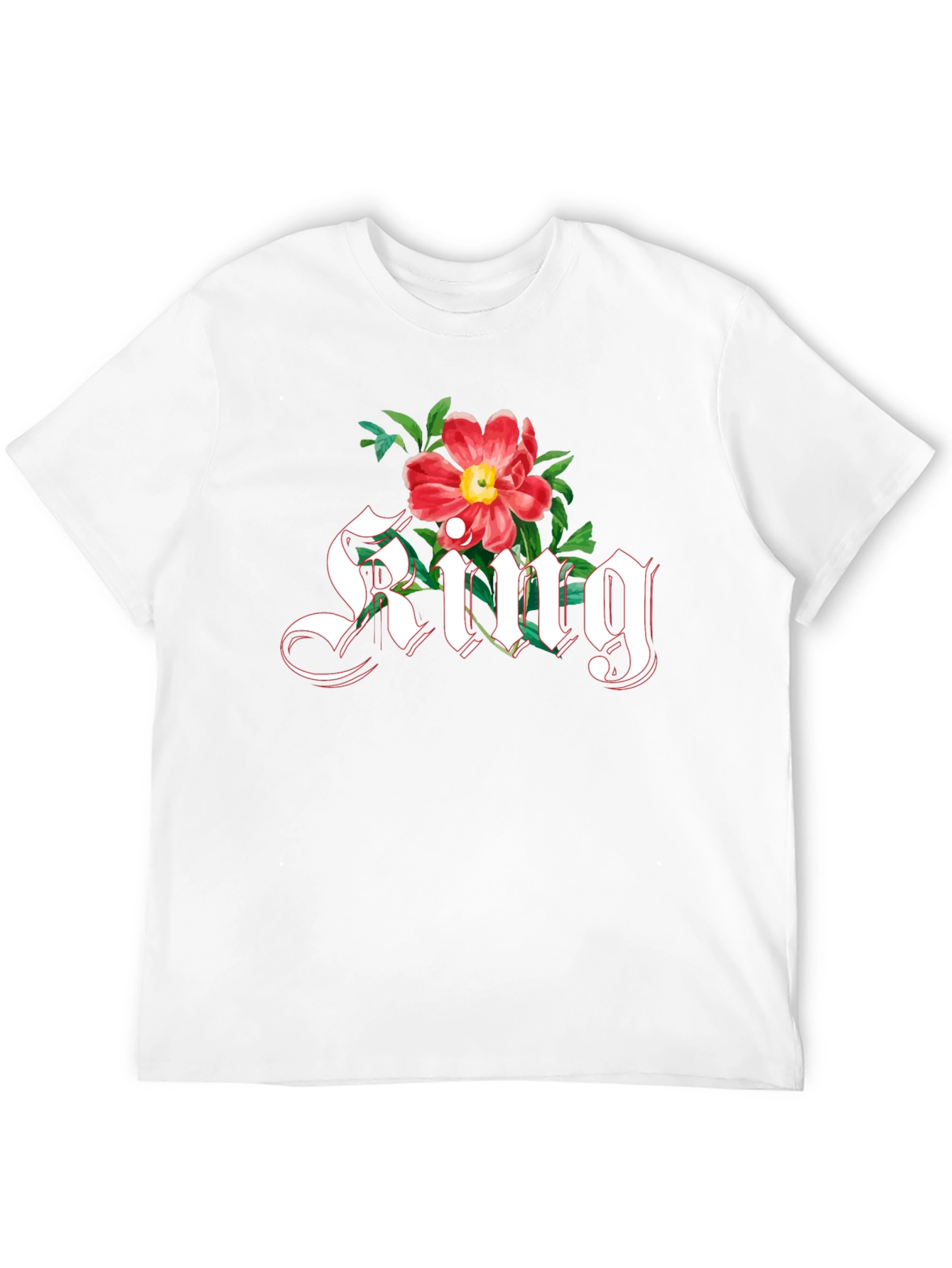 Floral King T-Shirt - Gothic Lettering Graphic Tee