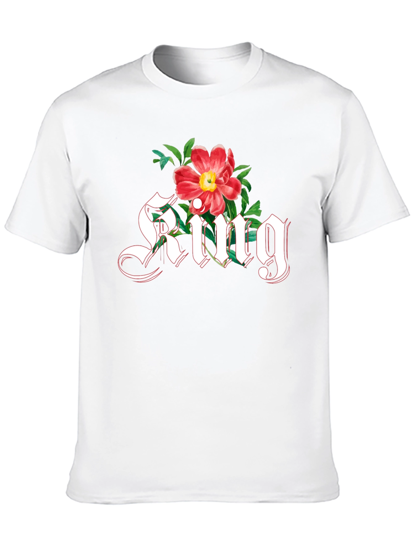 Floral King T-Shirt - Gothic Lettering Graphic Tee