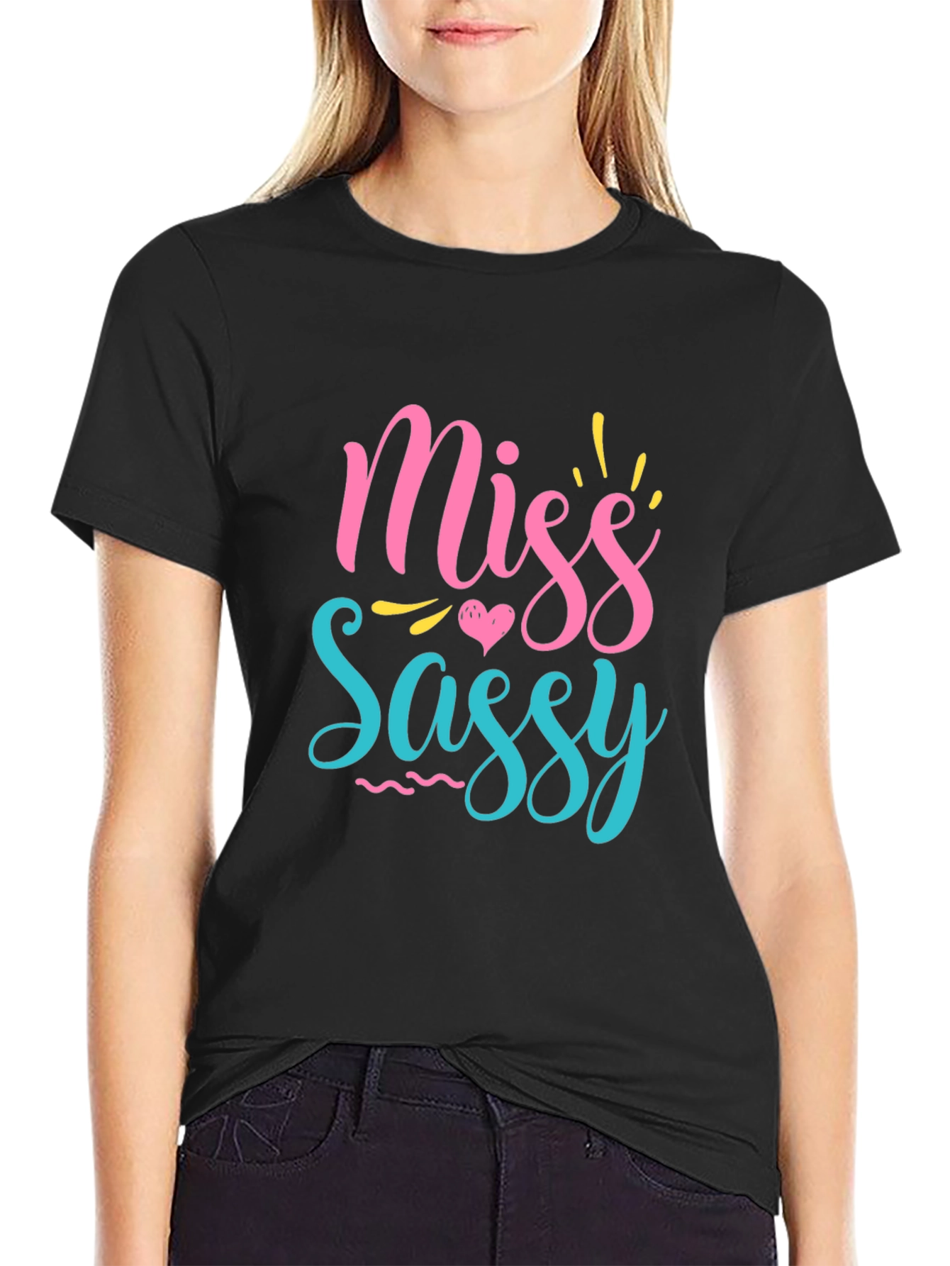 Miss Sassy Graphic Print Black T-Shirt