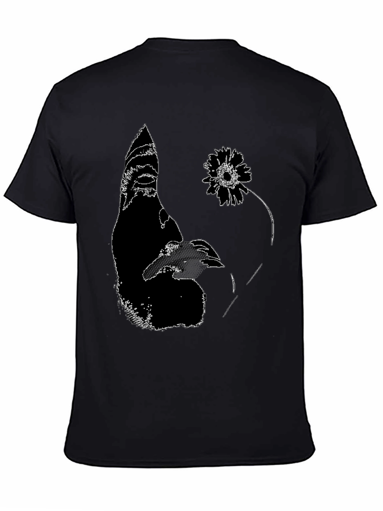 Abstract Graphic Print Black Crewneck T-Shirt