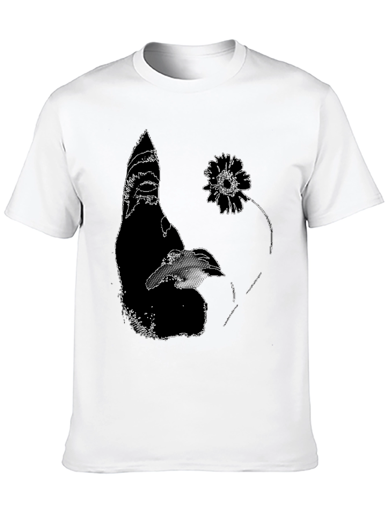 Abstract Graphic Print Black Crewneck T-Shirt