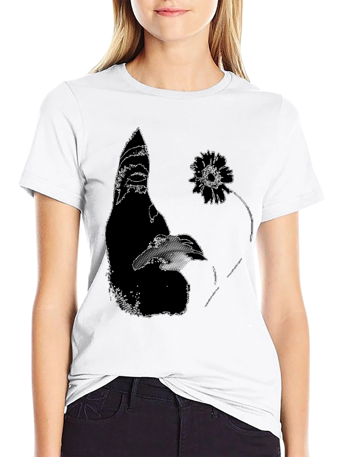 Abstract Graphic Print Black Crewneck T-Shirt