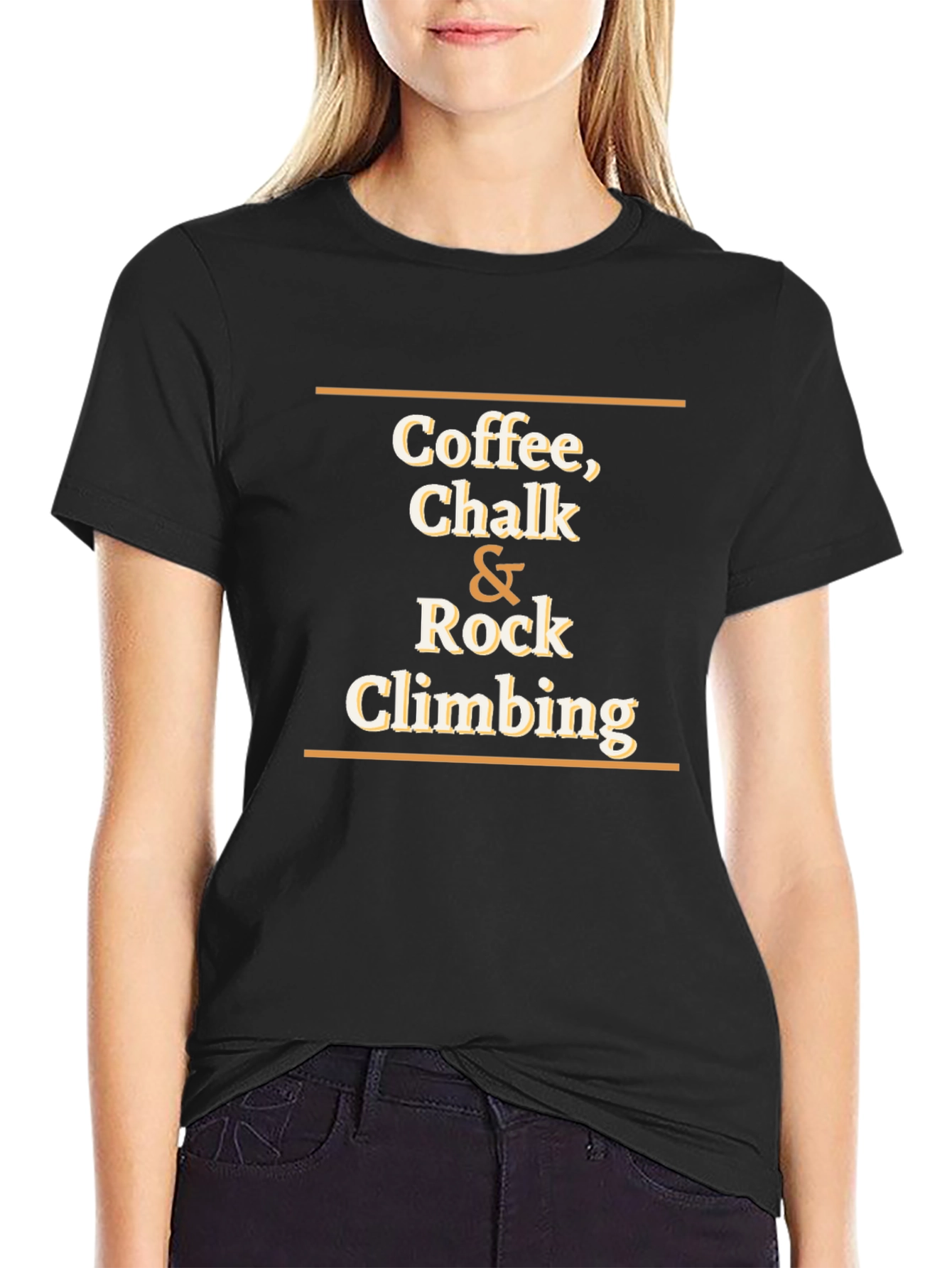 Coffee Chalk Rock Climbing Black Graphic T-Shirt