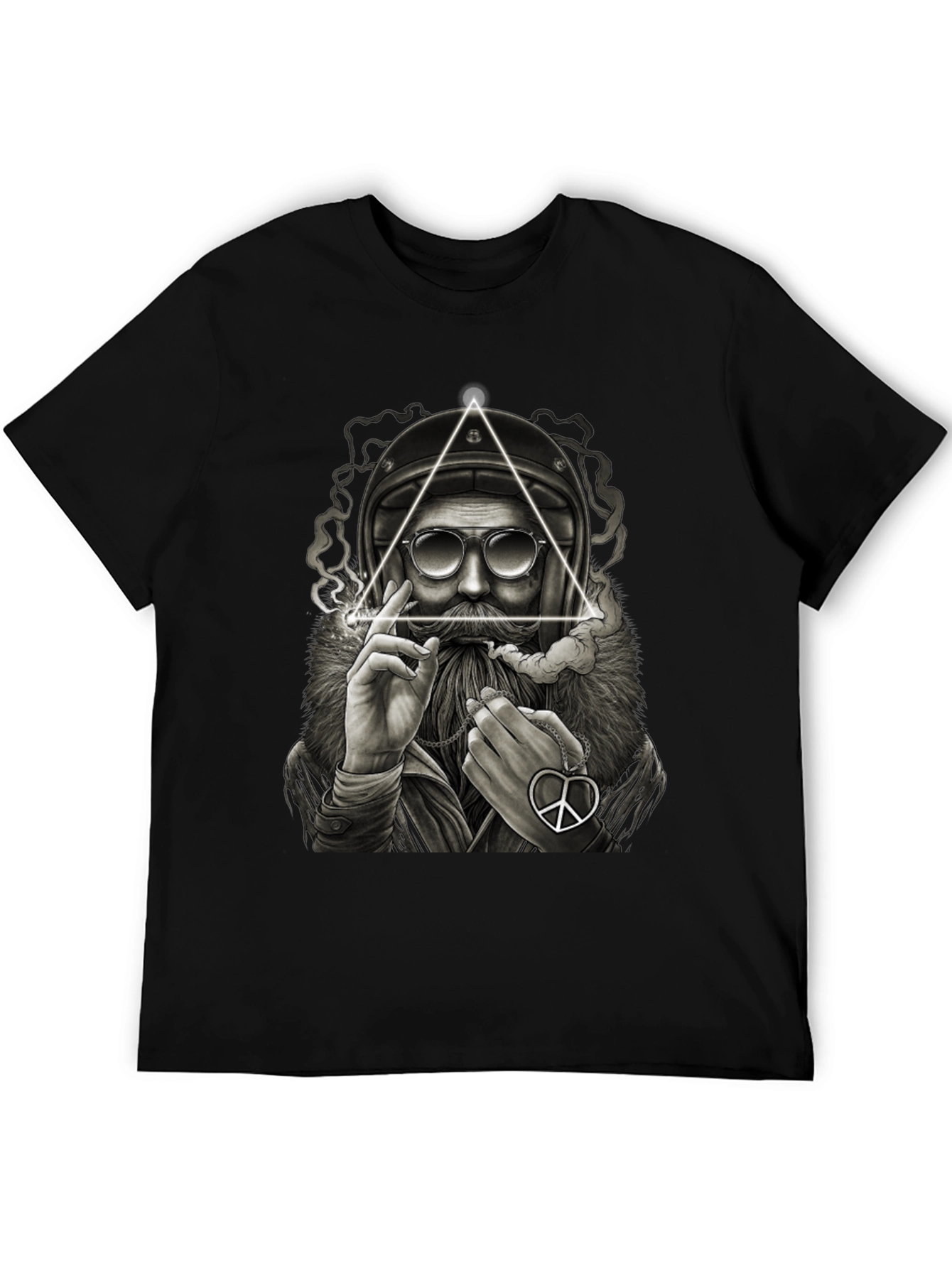 Biker Santa Graphic Tee - Black Cotton T-Shirt