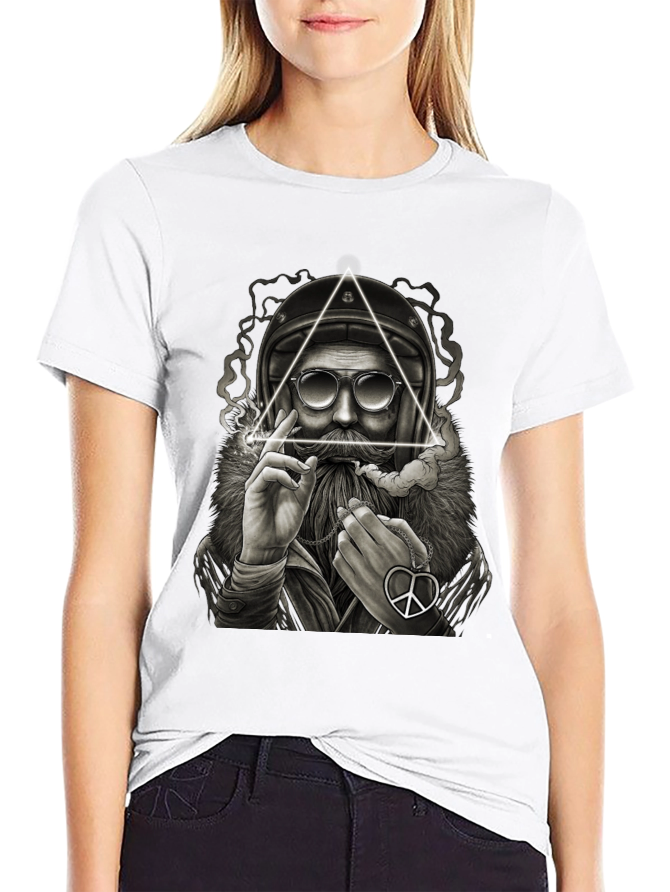 Biker Santa Graphic Tee - Black Cotton T-Shirt