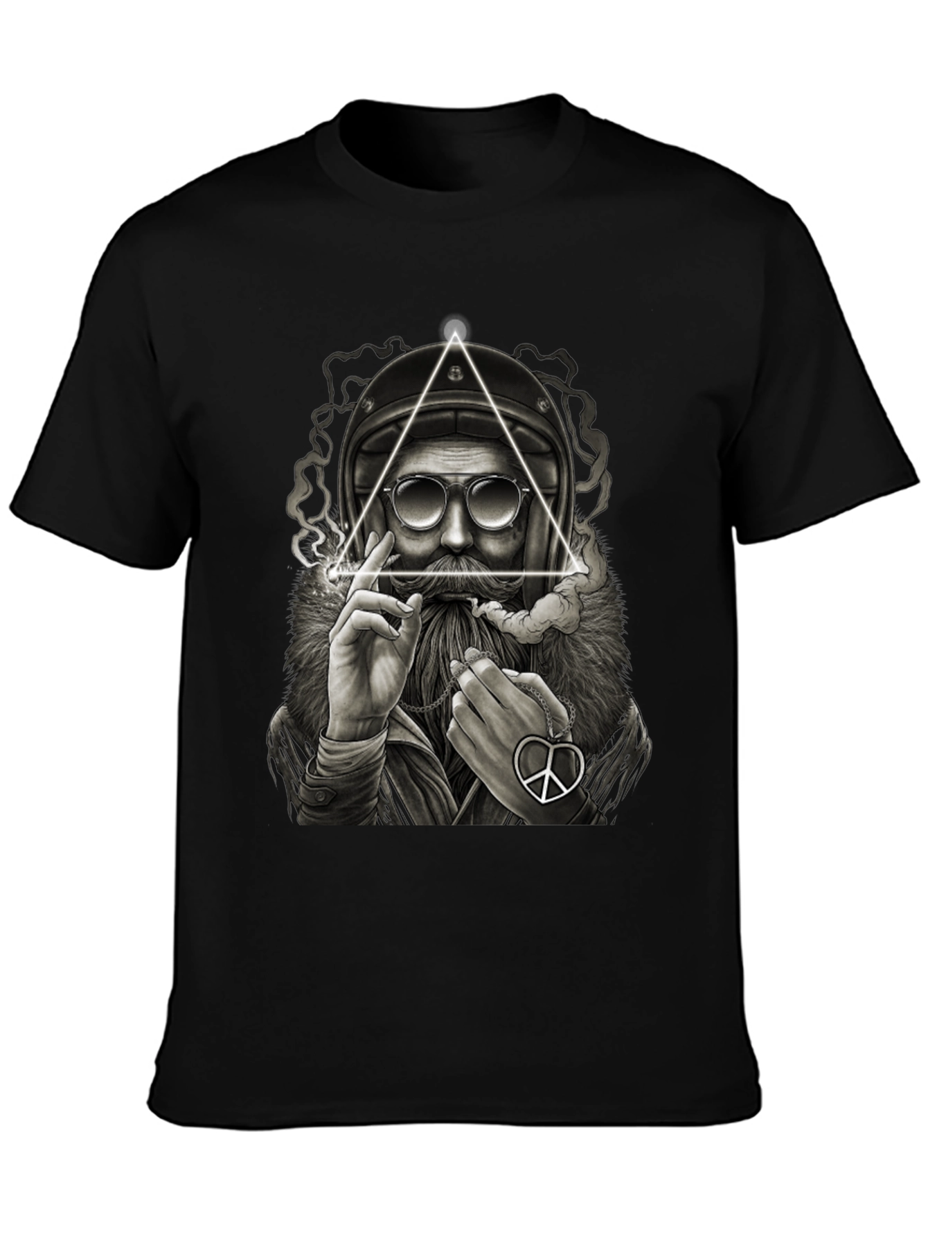 Biker Santa Graphic Tee - Black Cotton T-Shirt