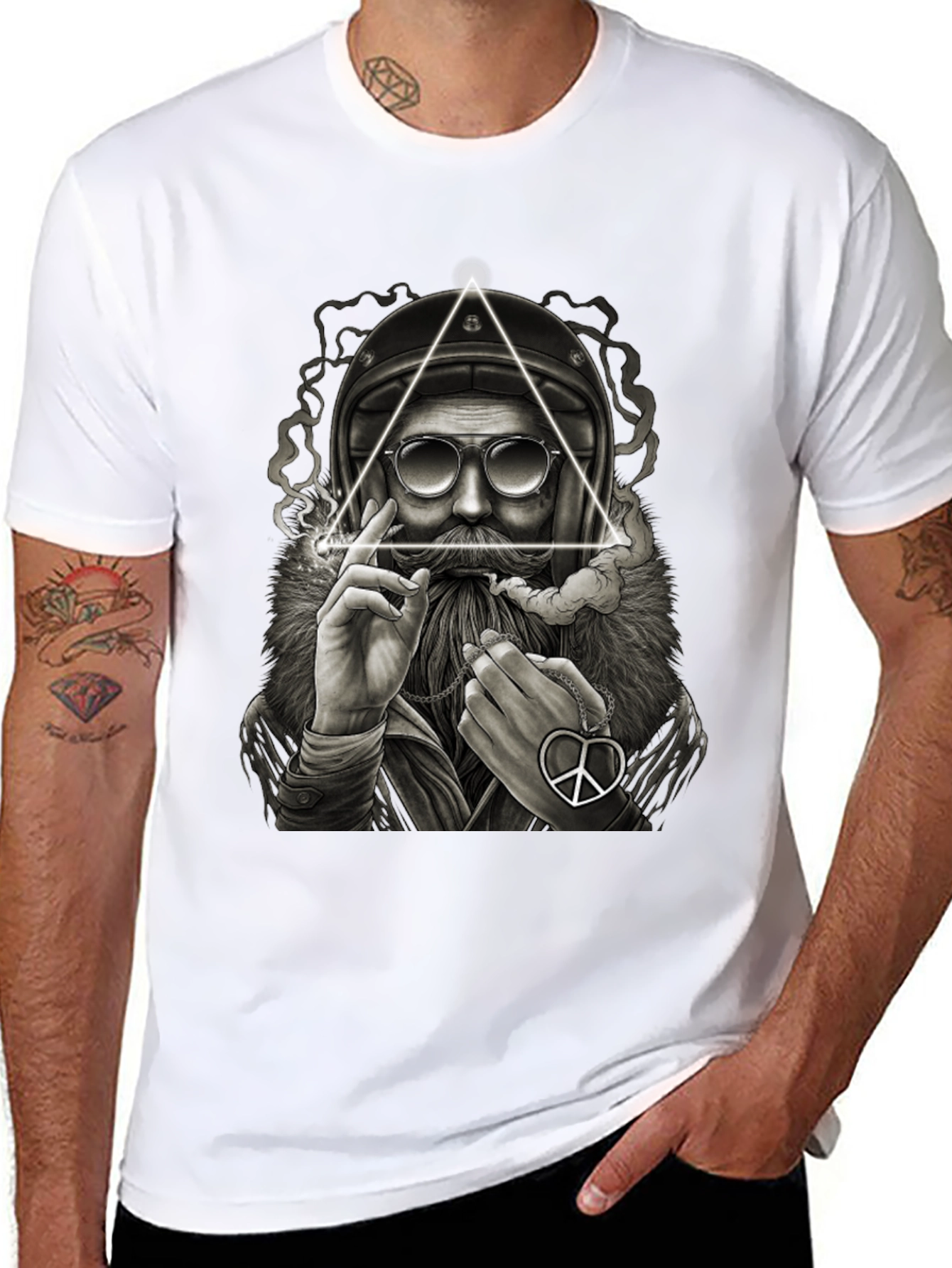 Biker Santa Graphic Tee - Black Cotton T-Shirt