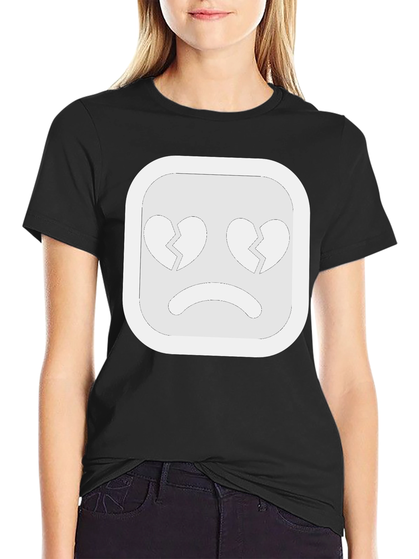 Broken Heart Emoji Black Tee