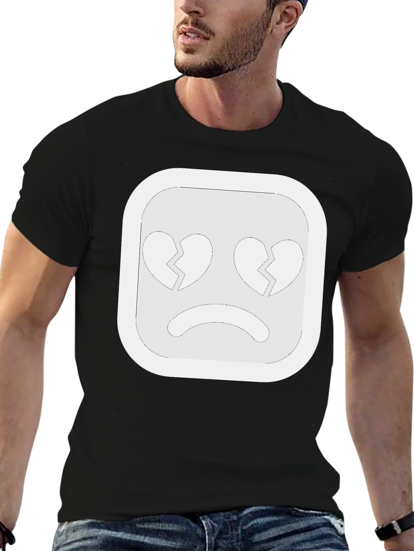 Broken Heart Emoji Black Tee