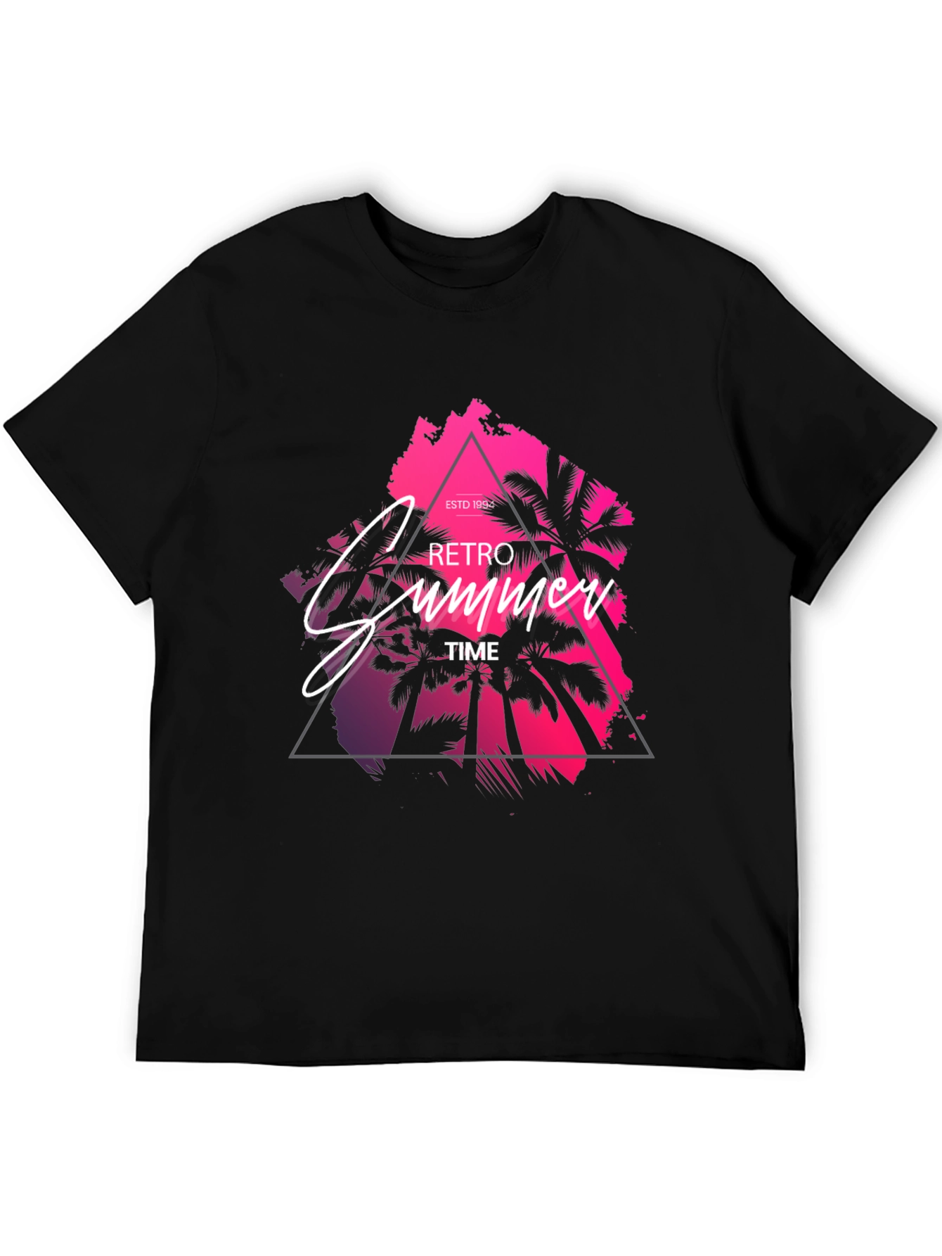 Retro Summer Time Black Graphic Tee