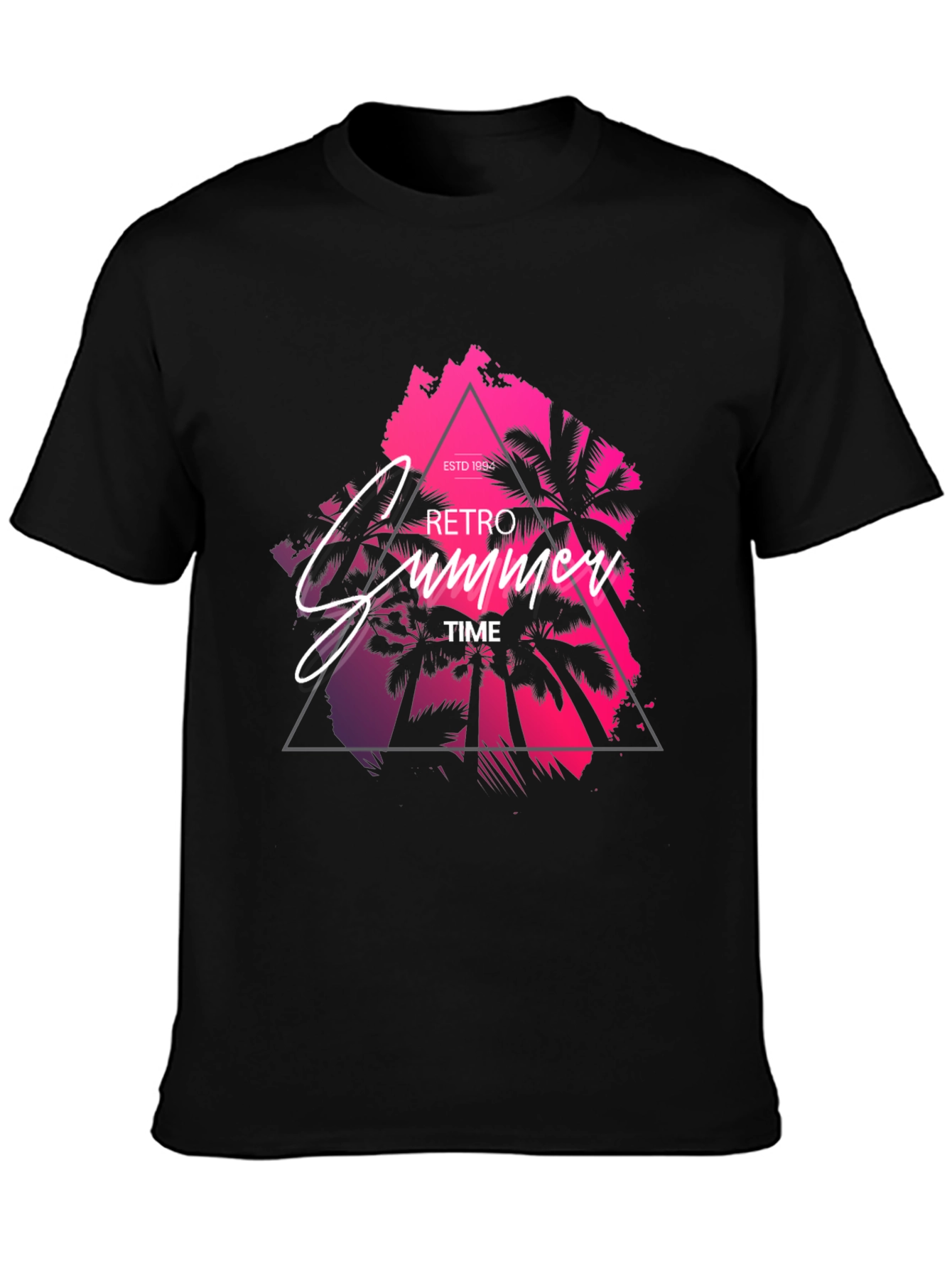Retro Summer Time Black Graphic Tee