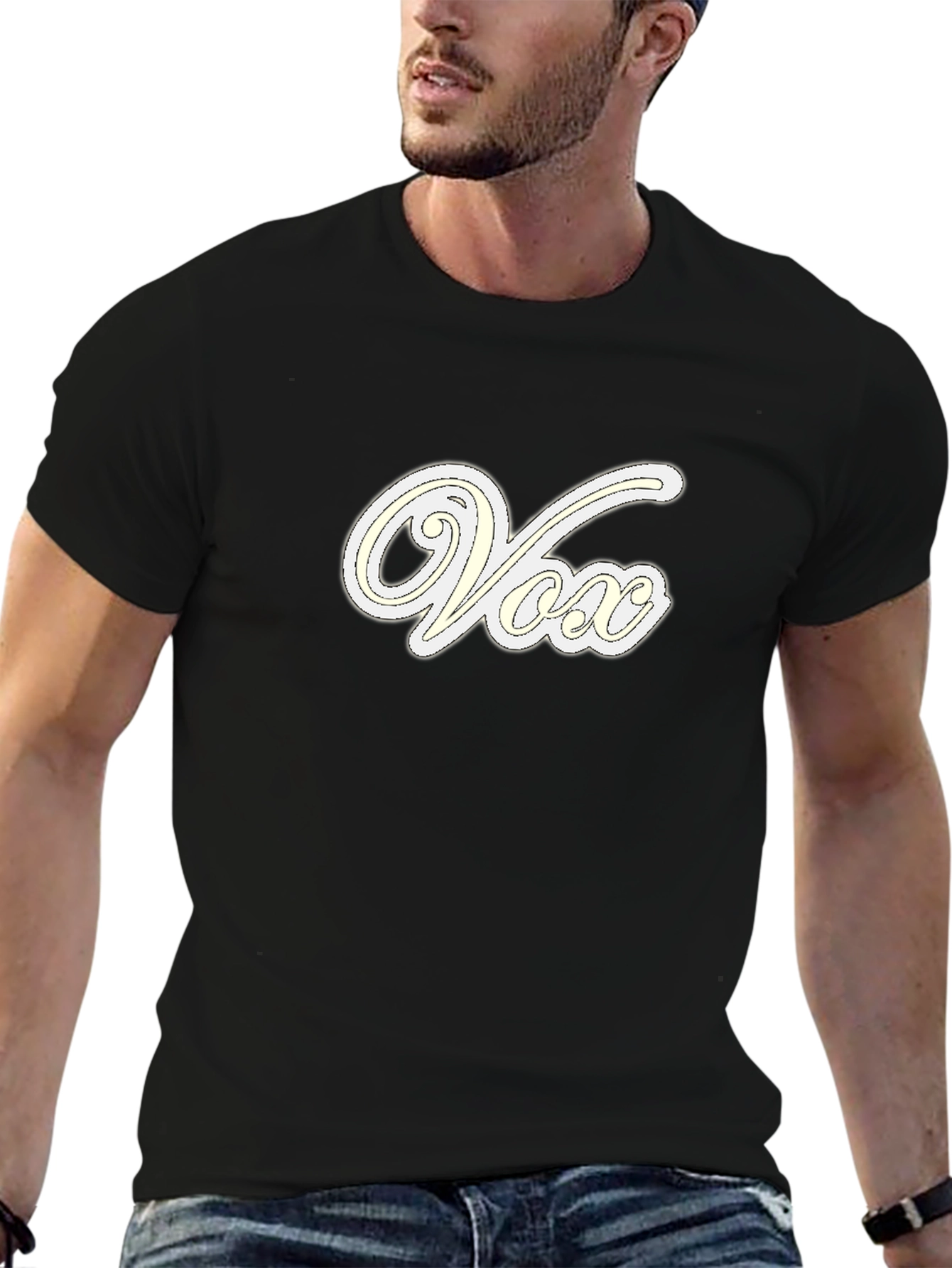Vox Stylish Graphic Tee - Cool Casual Black T-Shirt