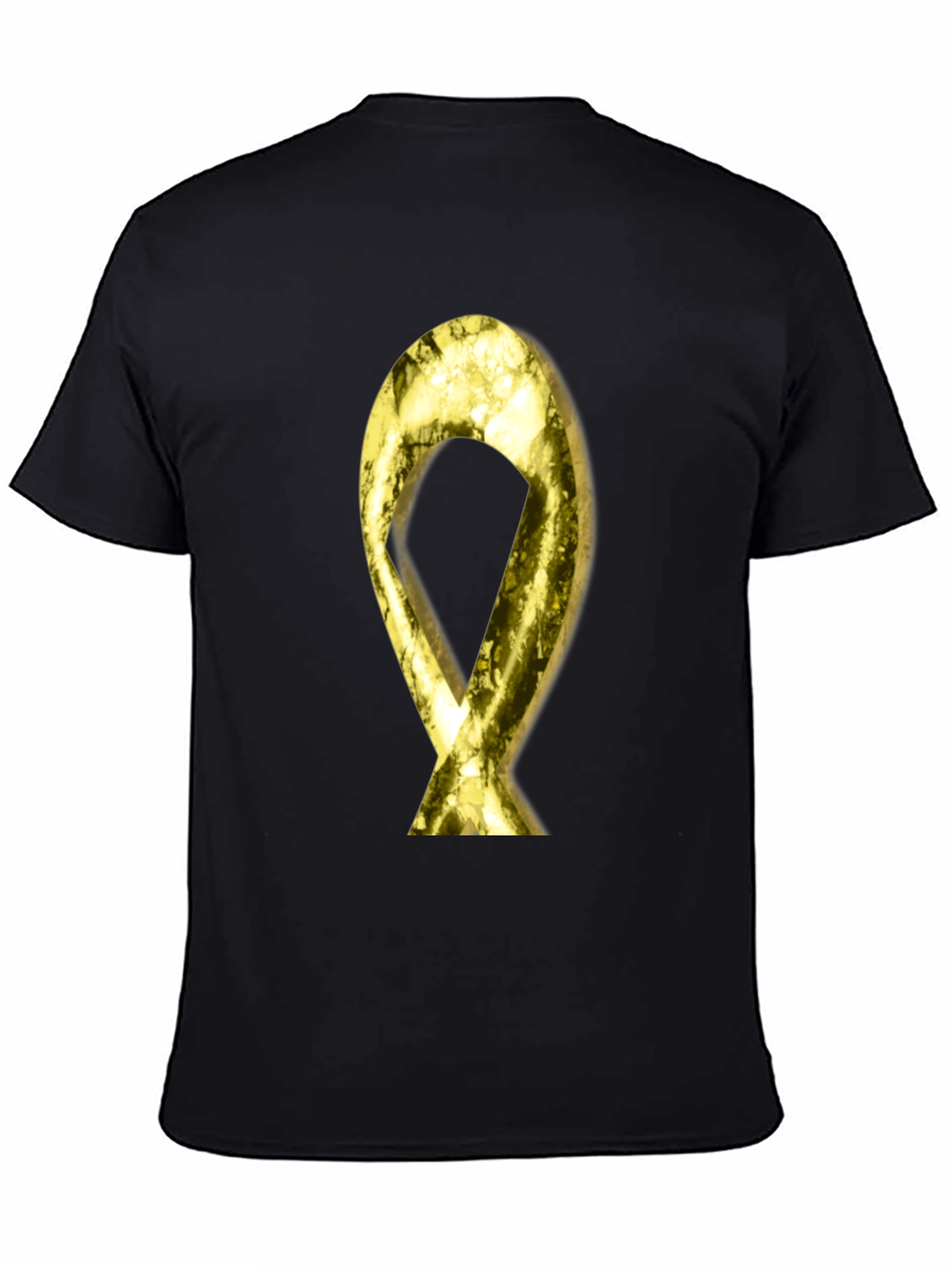 Gold Ribbon Graphic Black T-Shirt