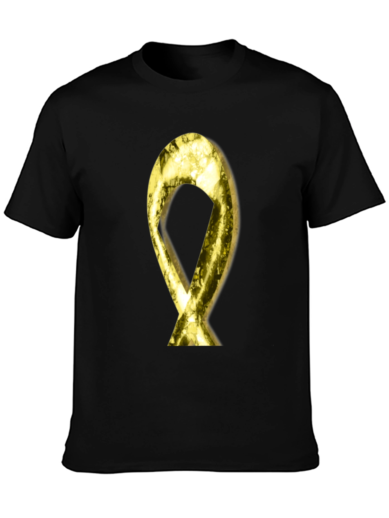 Gold Ribbon Graphic Black T-Shirt