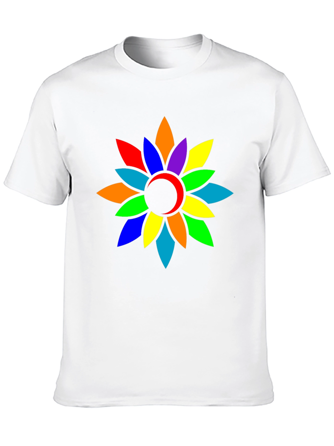 Rainbow Flower Graphic Tee - Casual Comfort