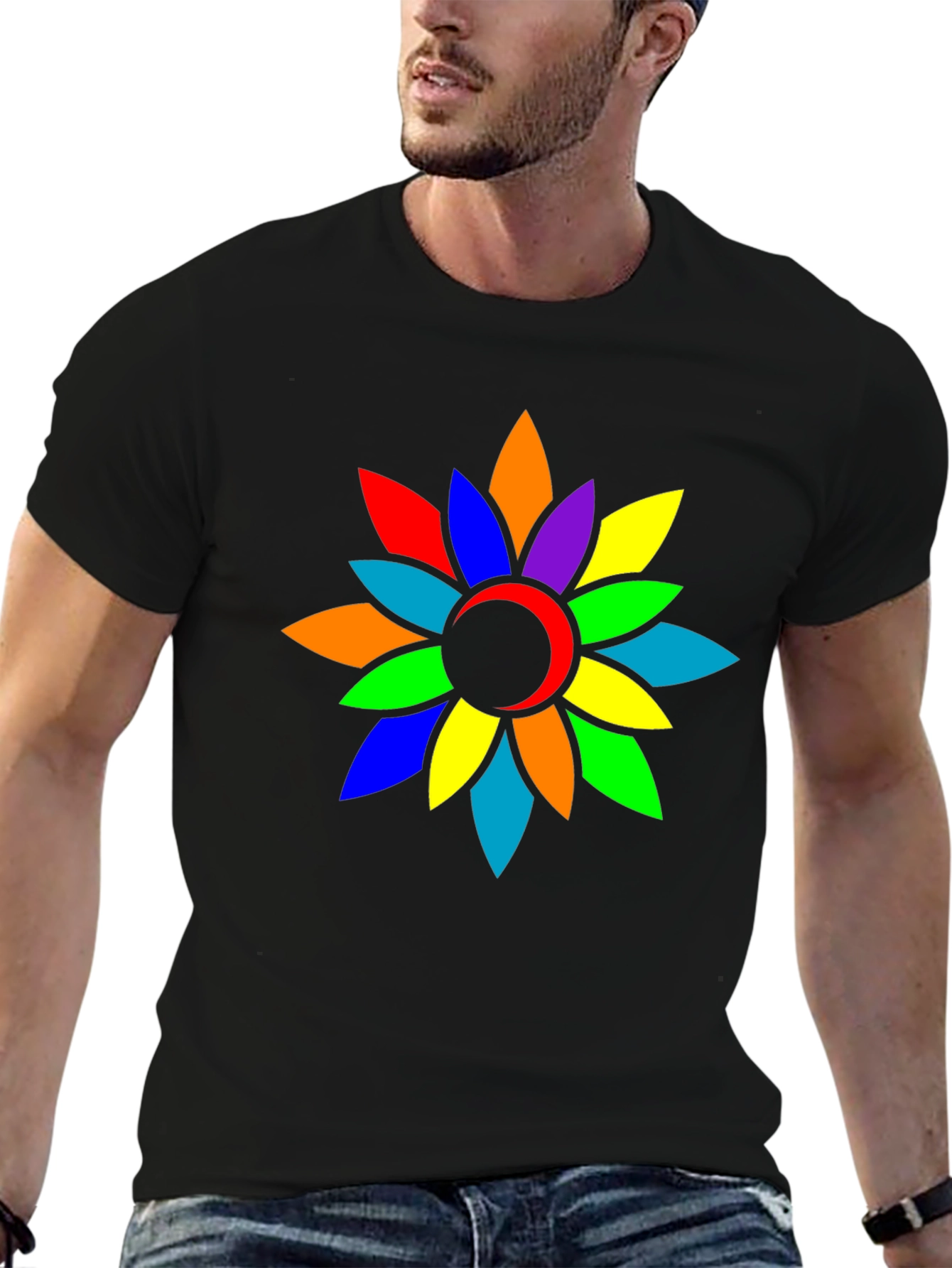 Rainbow Flower Graphic Tee - Casual Comfort