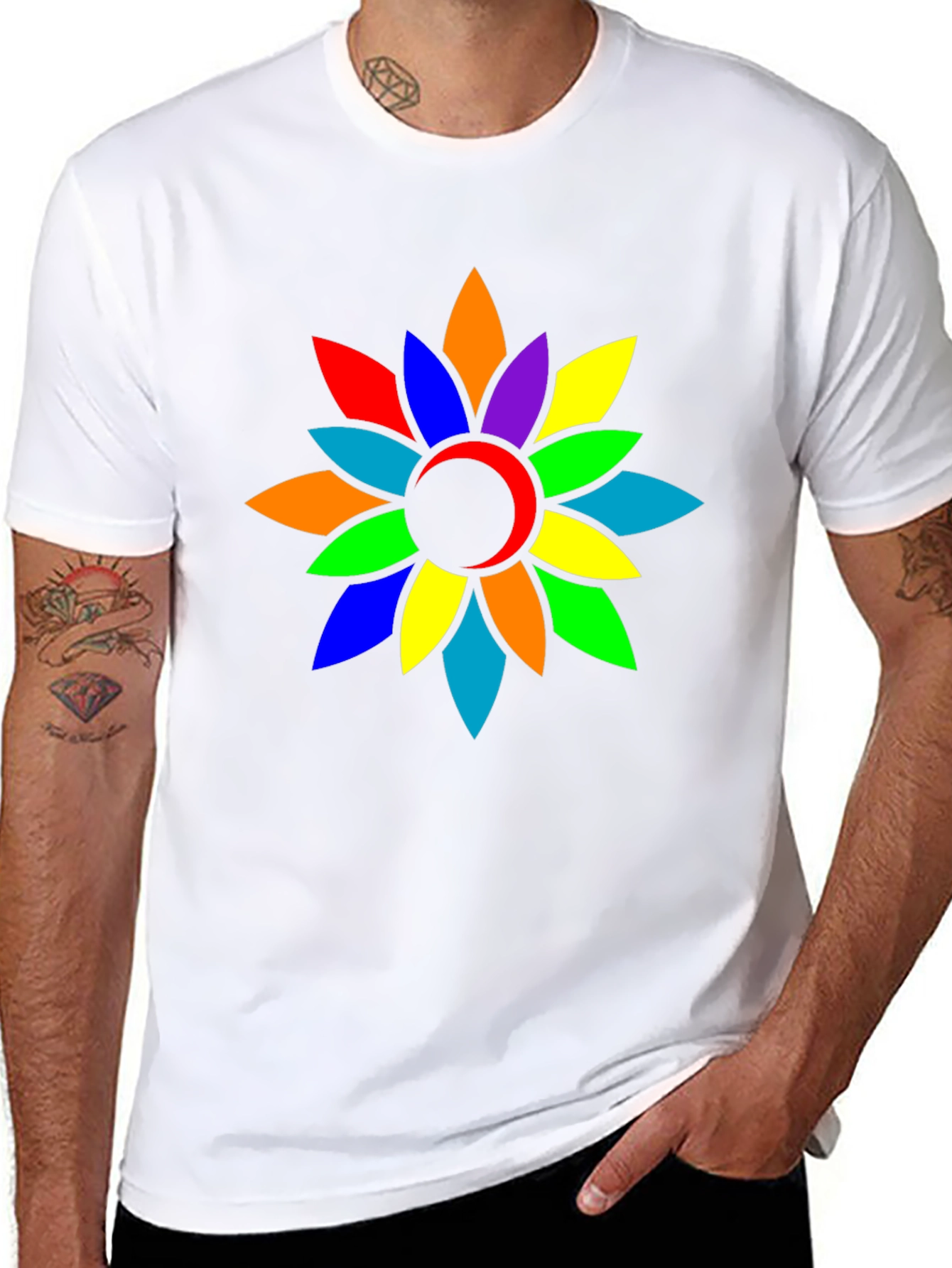 Rainbow Flower Graphic Tee - Casual Comfort