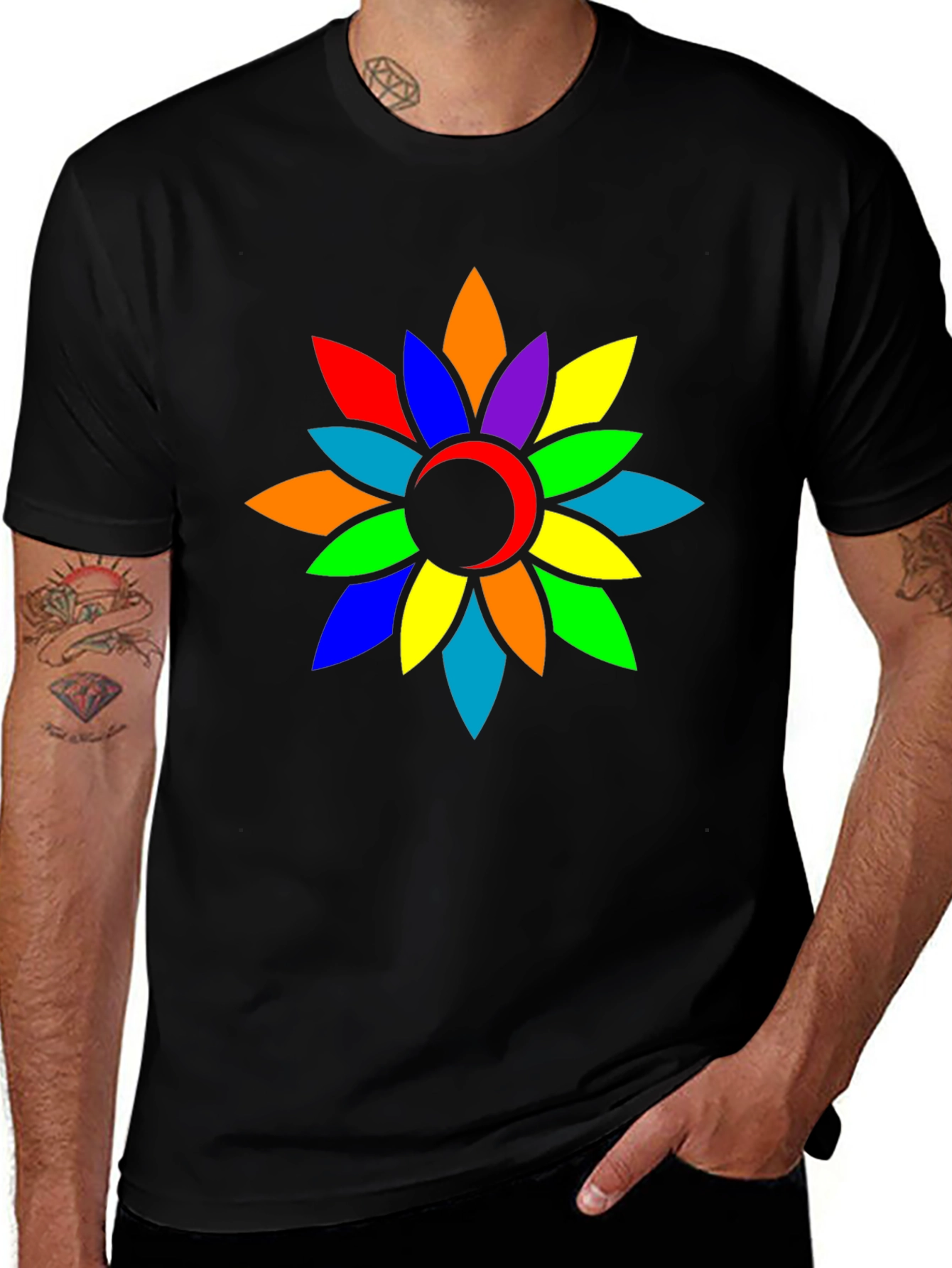 Rainbow Flower Graphic Tee - Casual Comfort