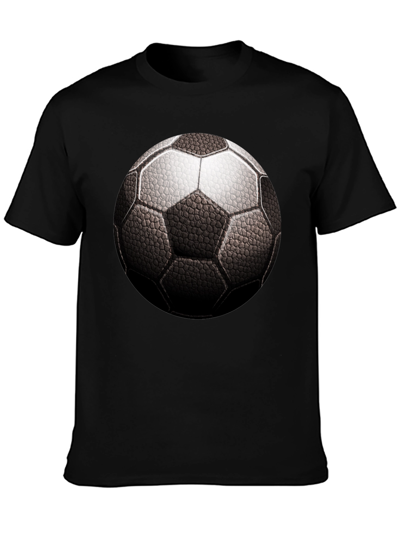 Soccer Ball Graphic Tee - Black Cotton T-Shirt