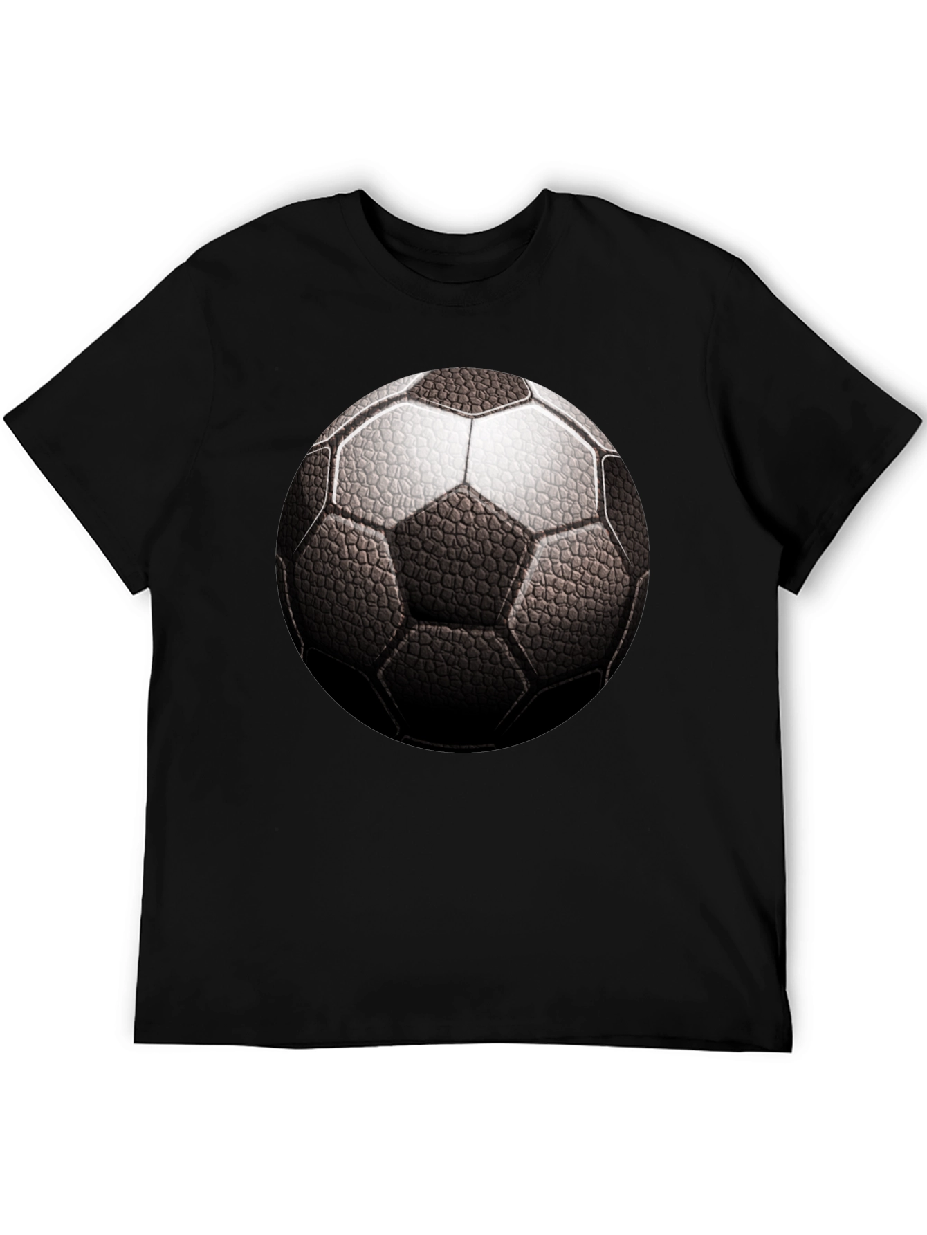 Soccer Ball Graphic Tee - Black Cotton T-Shirt