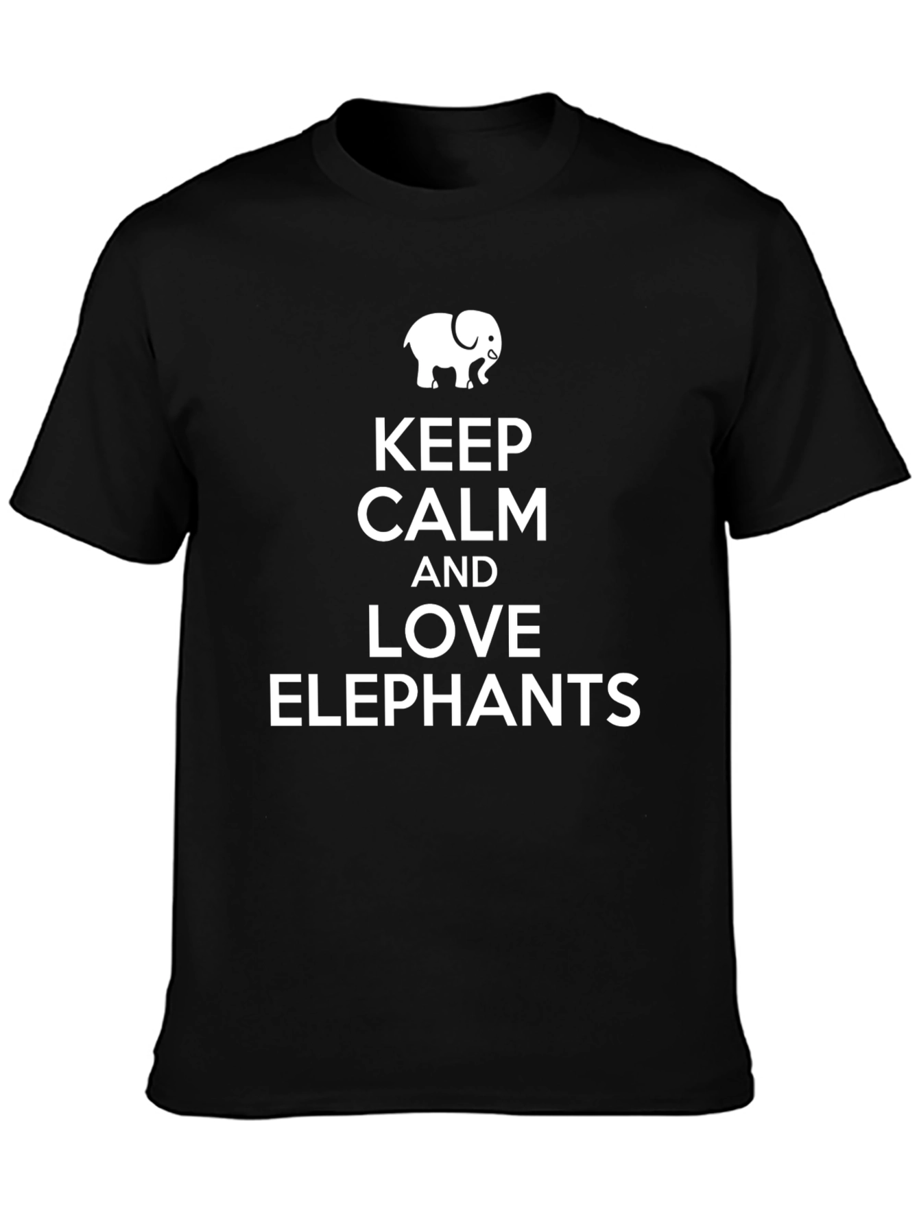 Keep Calm and Love Elephants Black T-Shirt