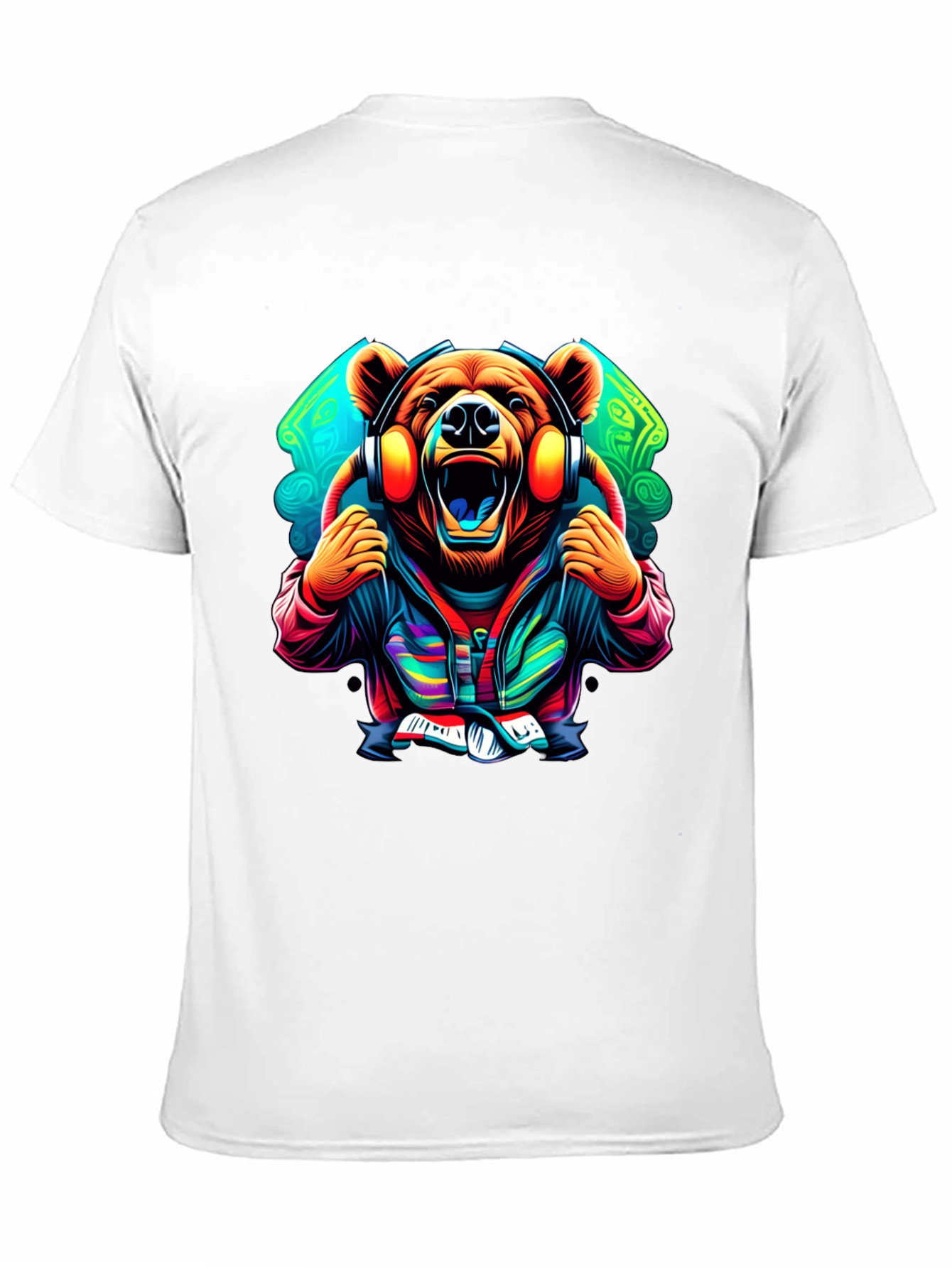 Bear DJ Graphic Tee - Black Cotton T-Shirt