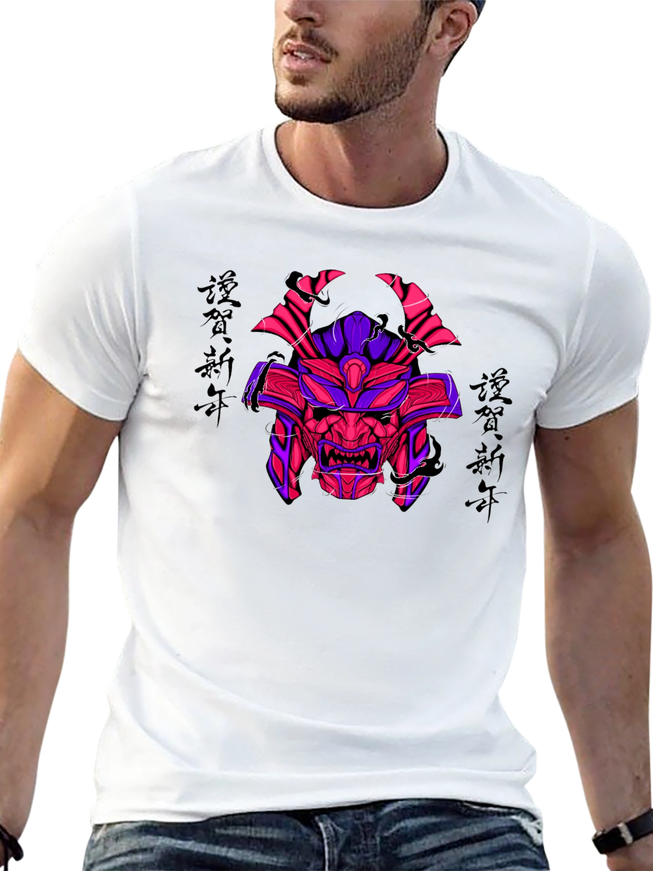 Samurai Mask Graphic T-Shirt - Unique Design