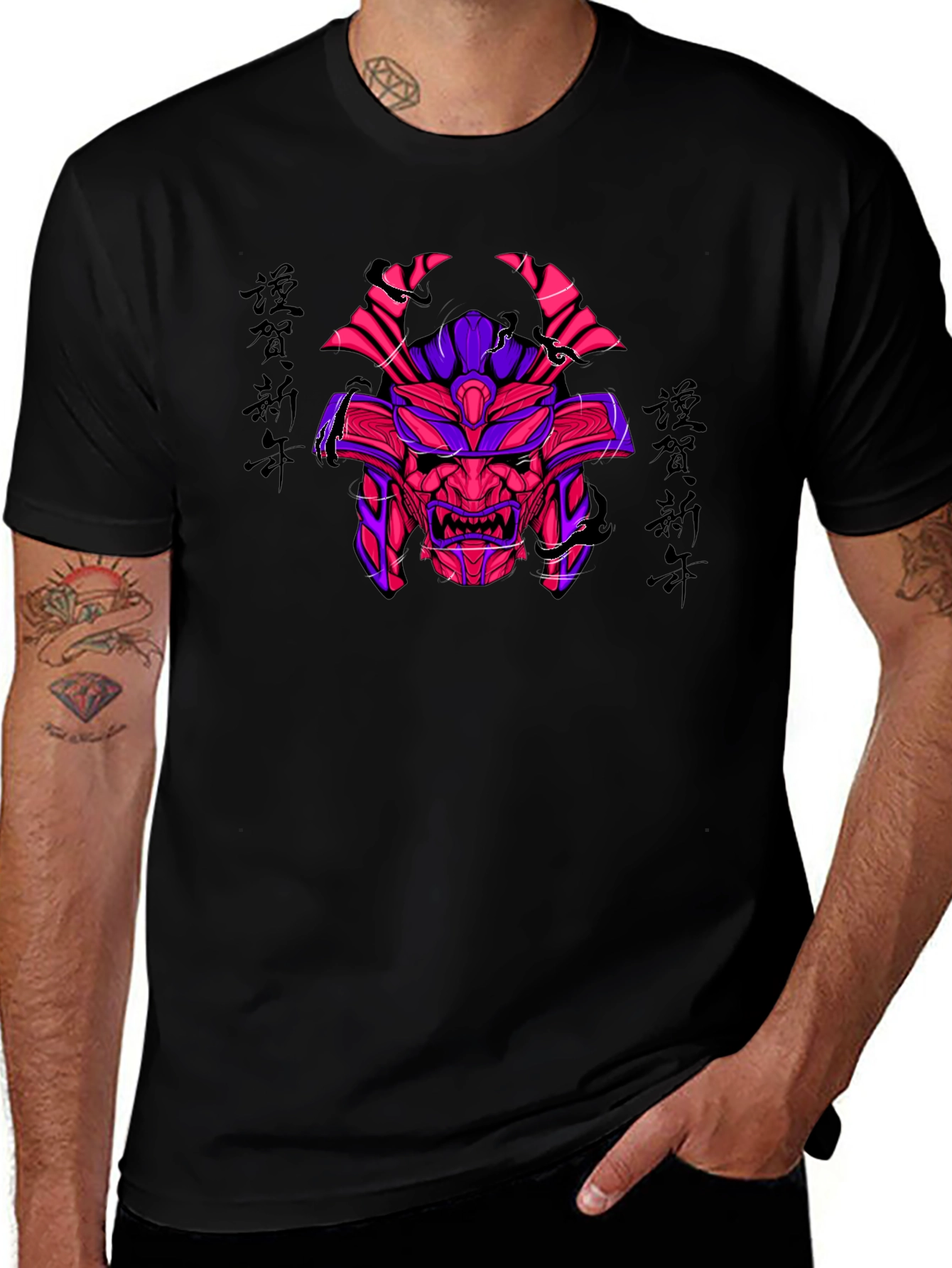 Samurai Mask Graphic T-Shirt - Unique Design
