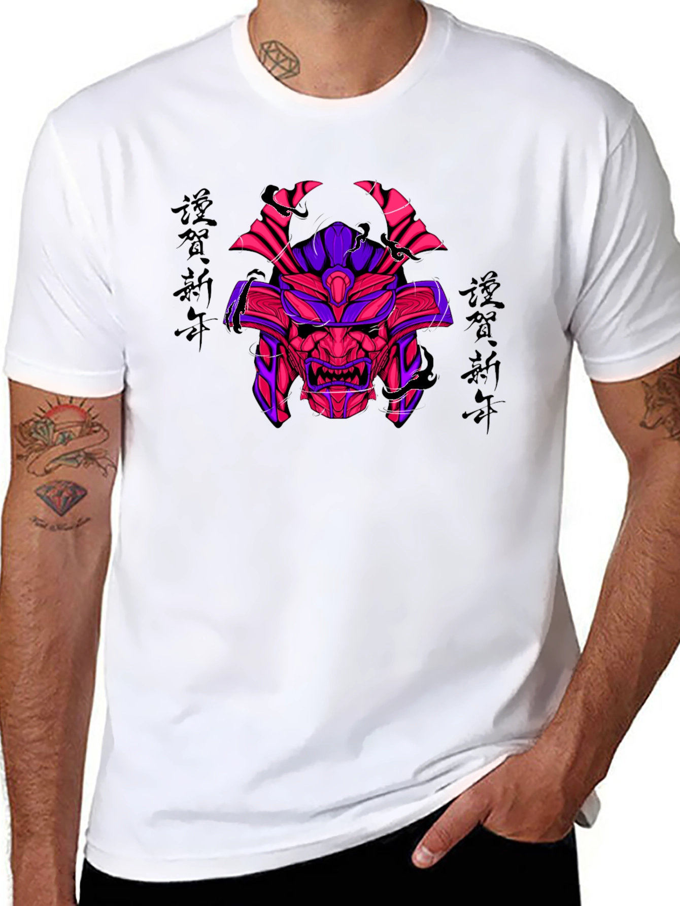 Samurai Mask Graphic T-Shirt - Unique Design