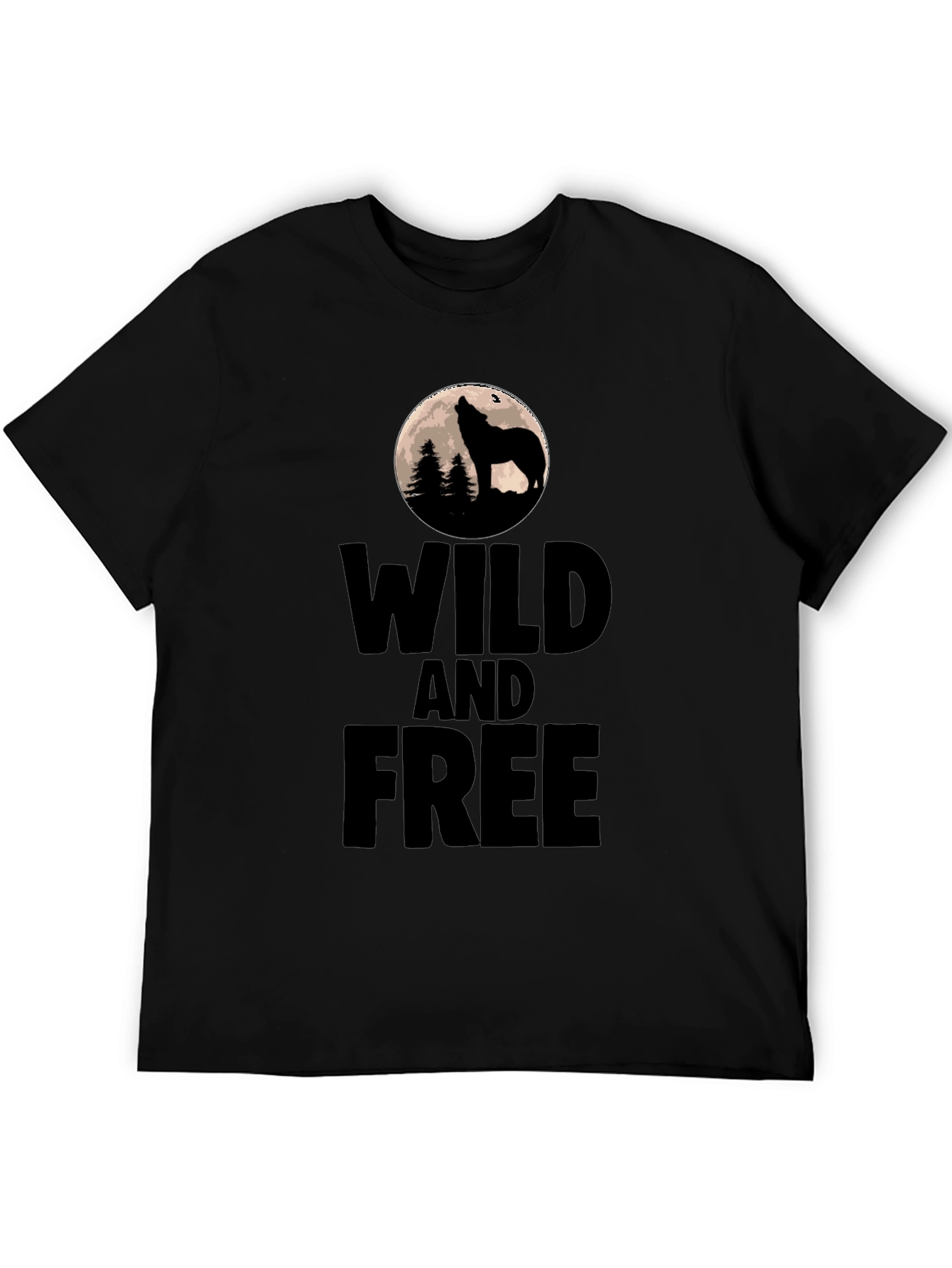 Wild and Free Wolf Graphic Tee - Black