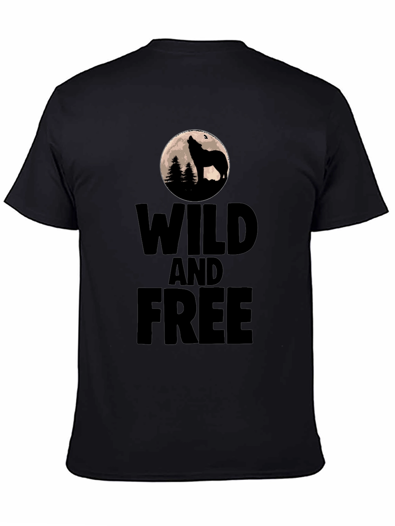 Wild and Free Wolf Graphic Tee - Black