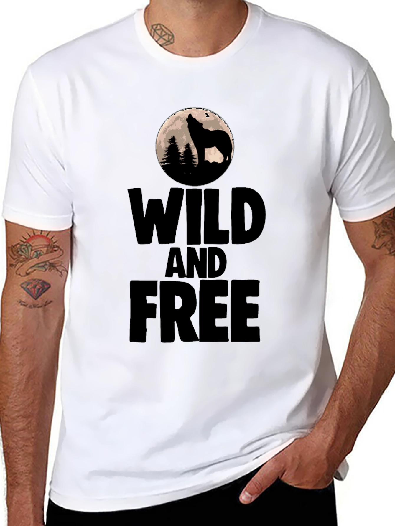 Wild and Free Wolf Graphic Tee - Black