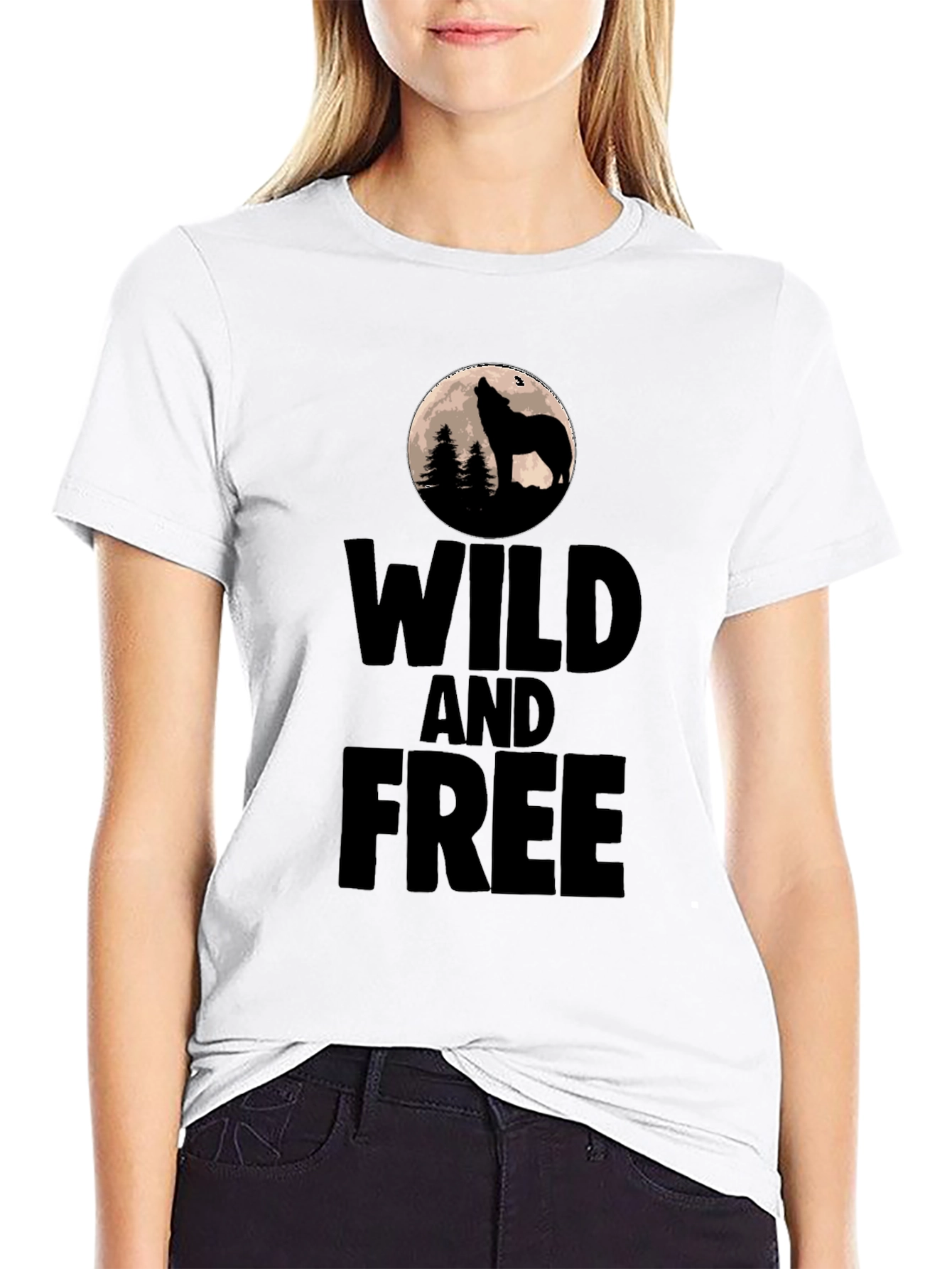 Wild and Free Wolf Graphic Tee - Black