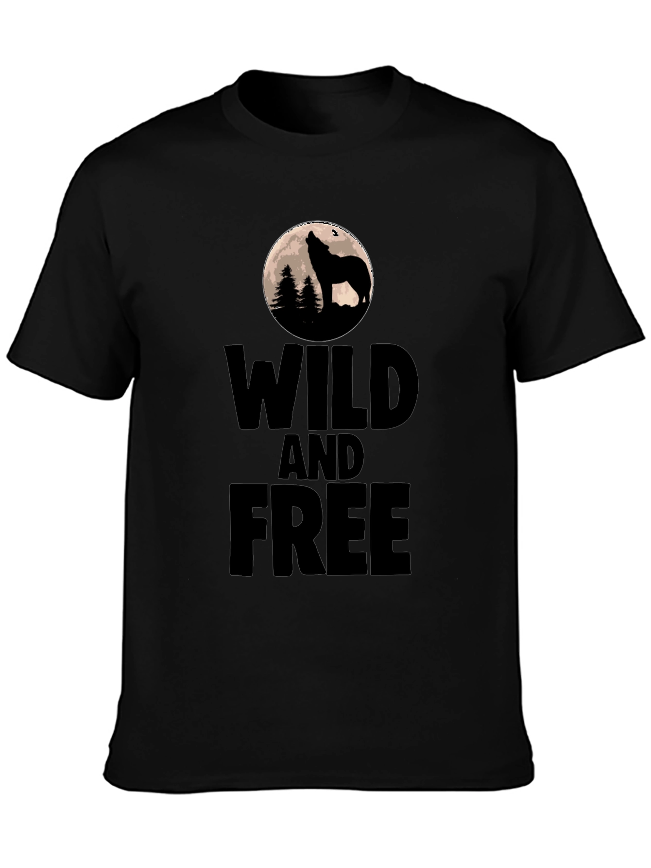 Wild and Free Wolf Graphic Tee - Black