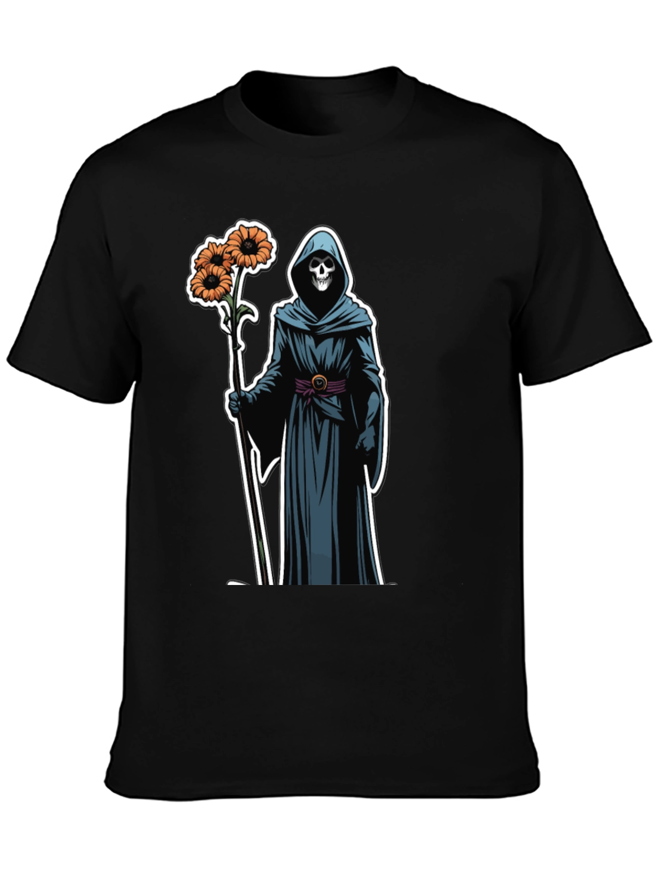 Grim Reaper Floral T-Shirt - Black
